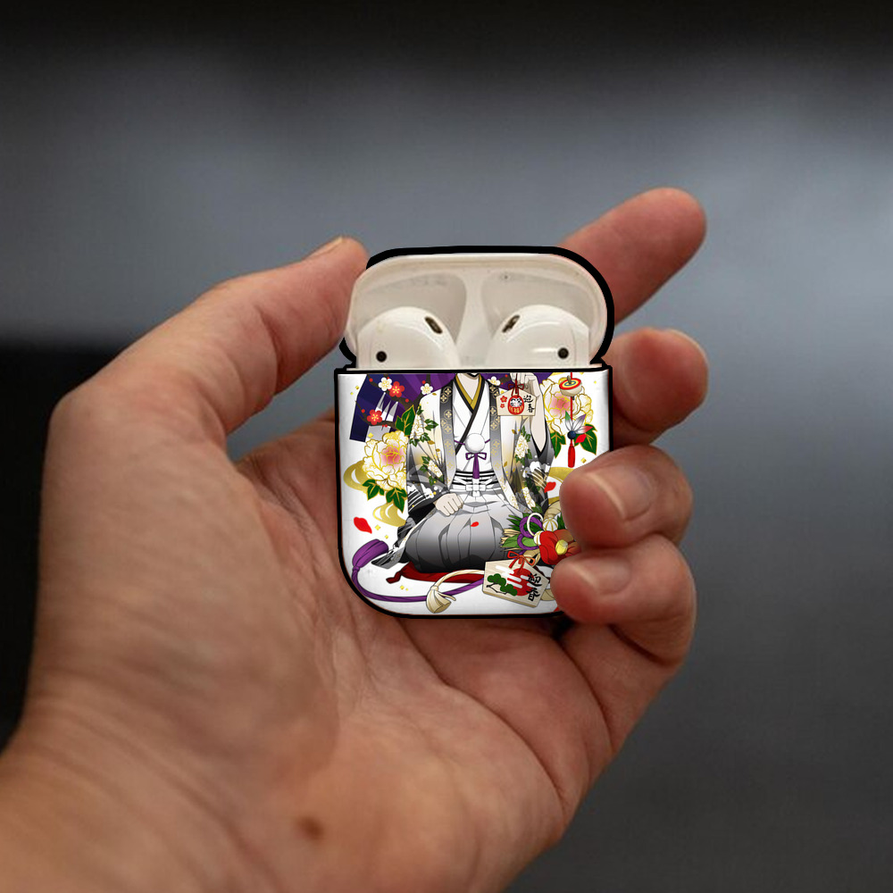 文豪ストレイドッグス Bungo Stray Dogs AirPods 第2世代保護ケース ハードシェル ブラック 耐衝撃・防指紋・カラビナ付き