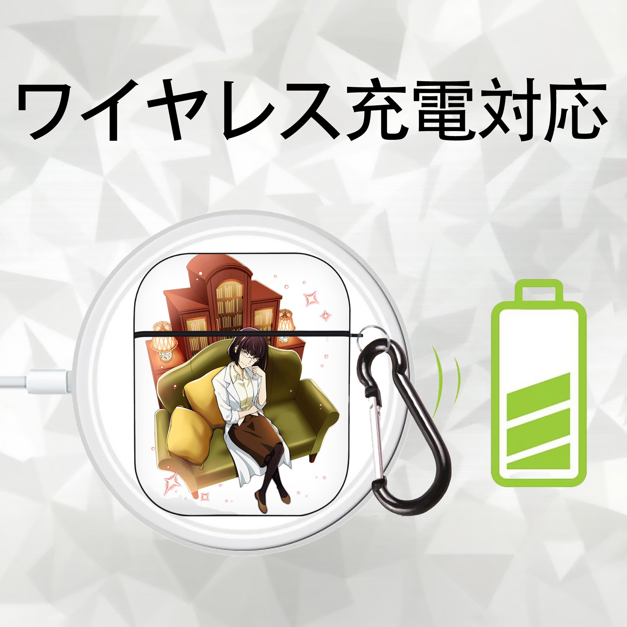 文豪ストレイドッグス Bungo Stray Dogs AirPods 第2世代保護ケース ハードシェル ブラック 耐衝撃・防指紋・カラビナ付き