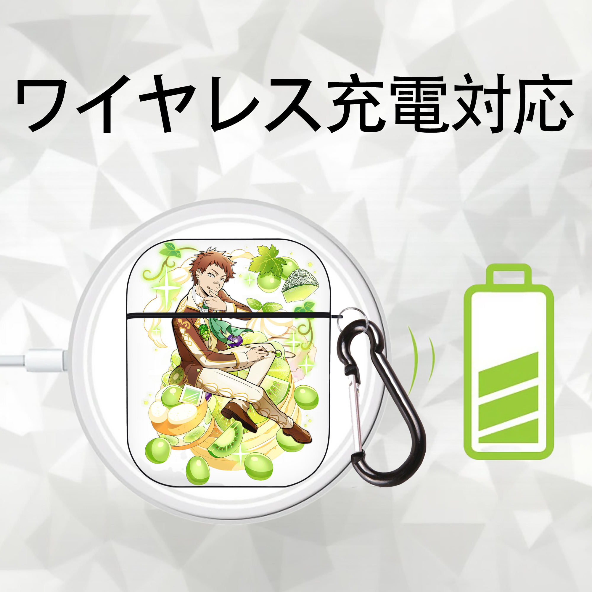 文豪ストレイドッグス Bungo Stray Dogs AirPods 第2世代保護ケース ハードシェル ブラック 耐衝撃・防指紋・カラビナ付き