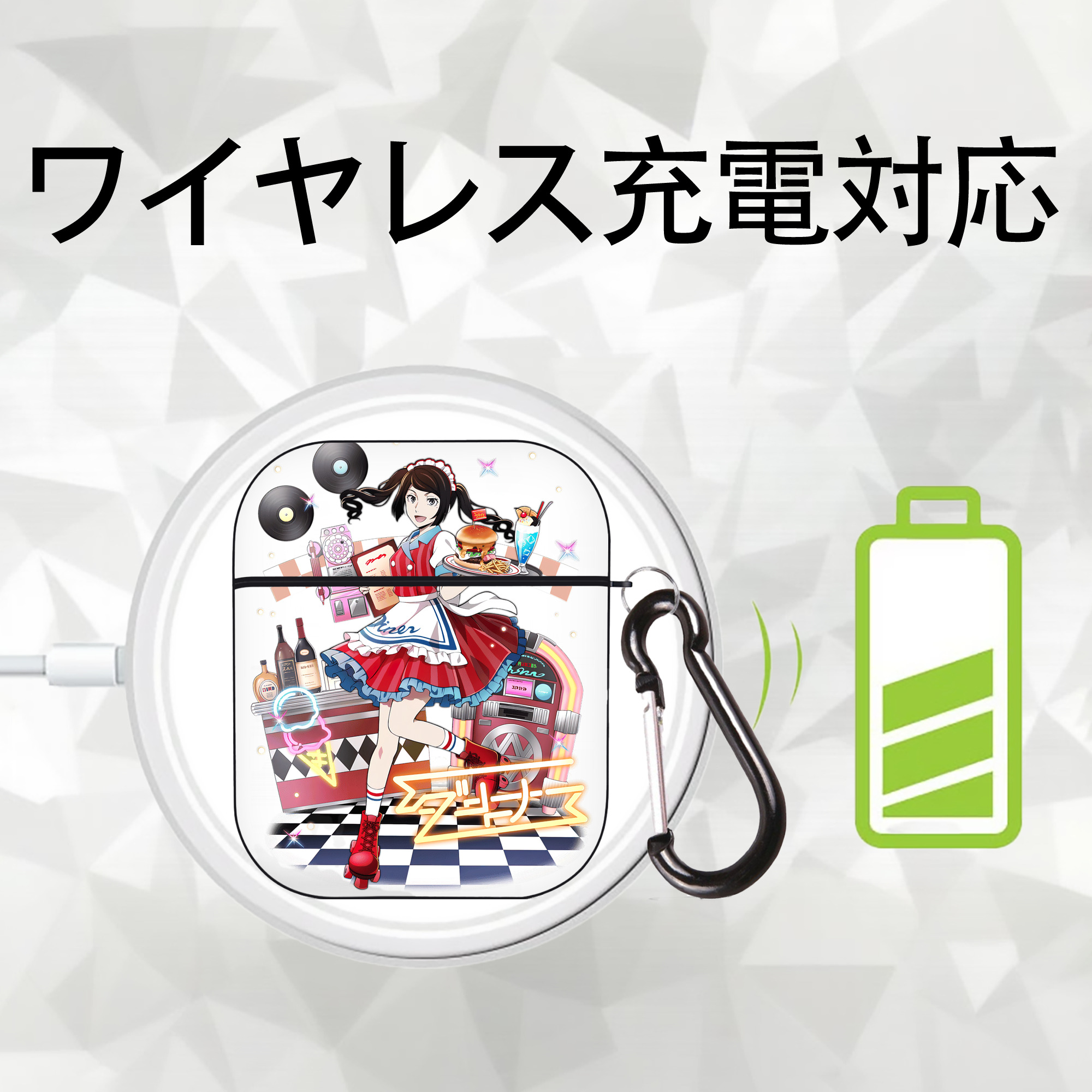 文豪ストレイドッグス Bungo Stray Dogs AirPods 第2世代保護ケース ハードシェル ブラック 耐衝撃・防指紋・カラビナ付き