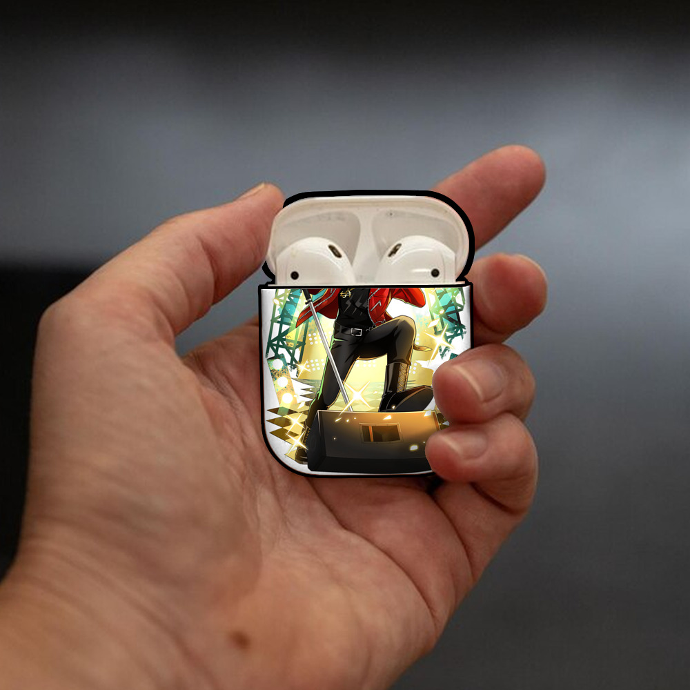 文豪ストレイドッグス Bungo Stray Dogs AirPods 第2世代保護ケース ハードシェル ブラック 耐衝撃・防指紋・カラビナ付き