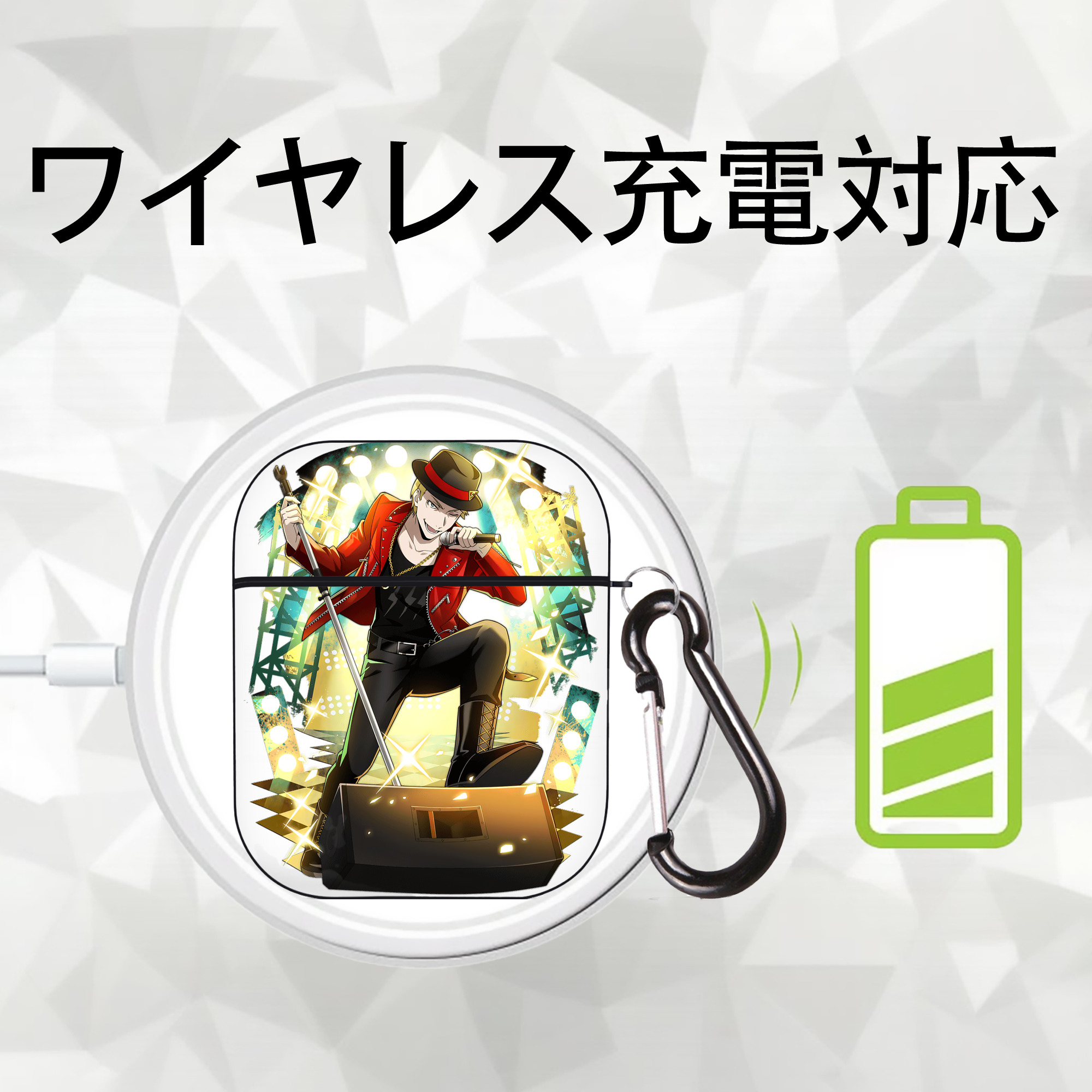 文豪ストレイドッグス Bungo Stray Dogs AirPods 第2世代保護ケース ハードシェル ブラック 耐衝撃・防指紋・カラビナ付き