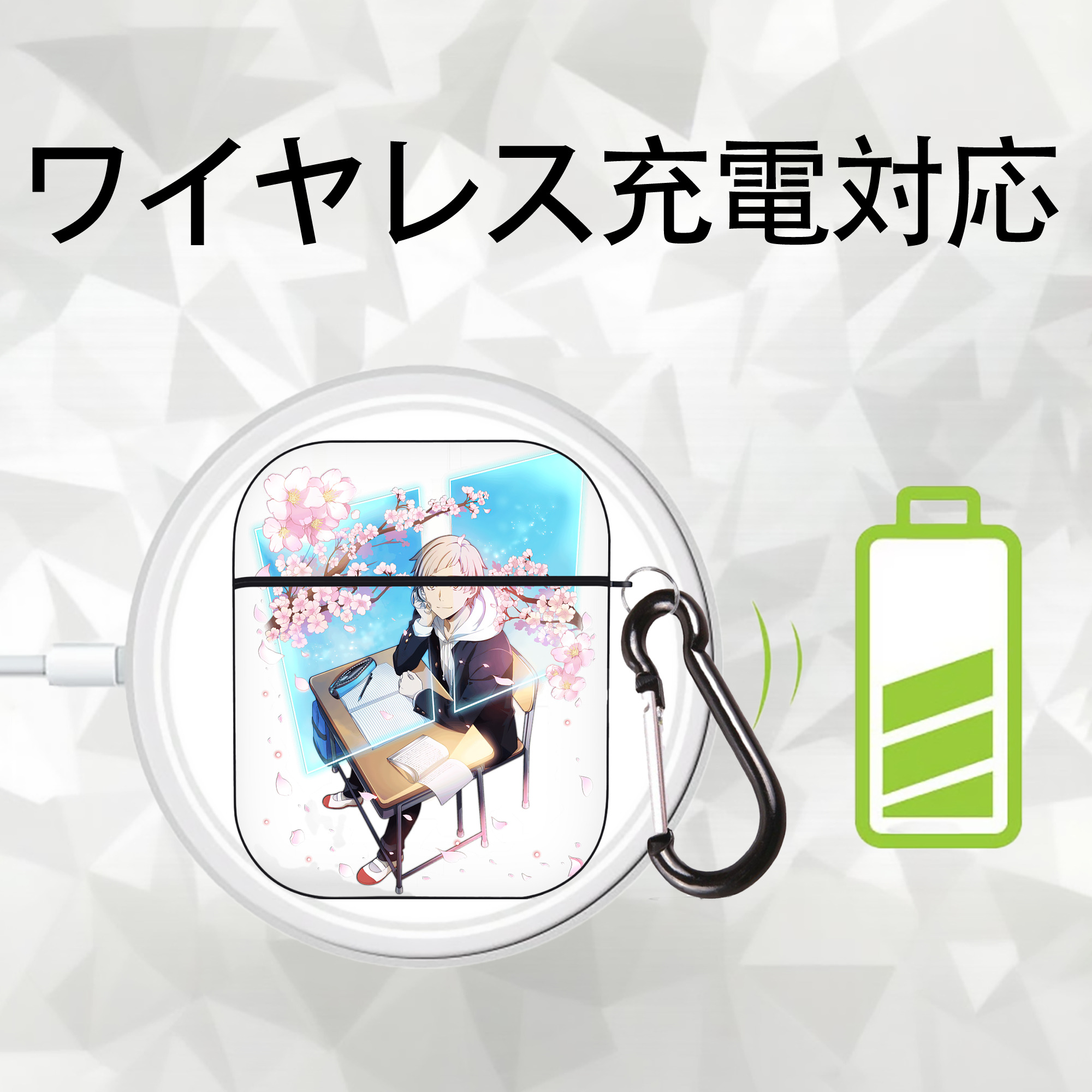 文豪ストレイドッグス Bungo Stray Dogs AirPods 第2世代保護ケース ハードシェル ブラック 耐衝撃・防指紋・カラビナ付き