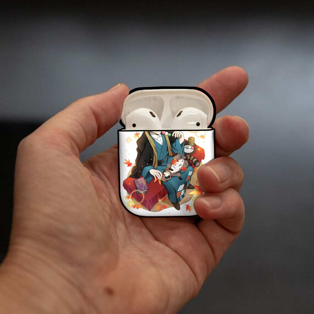 文豪ストレイドッグス Bungo Stray Dogs AirPods 第2世代保護ケース ハードシェル ブラック 耐衝撃・防指紋・カラビナ付き