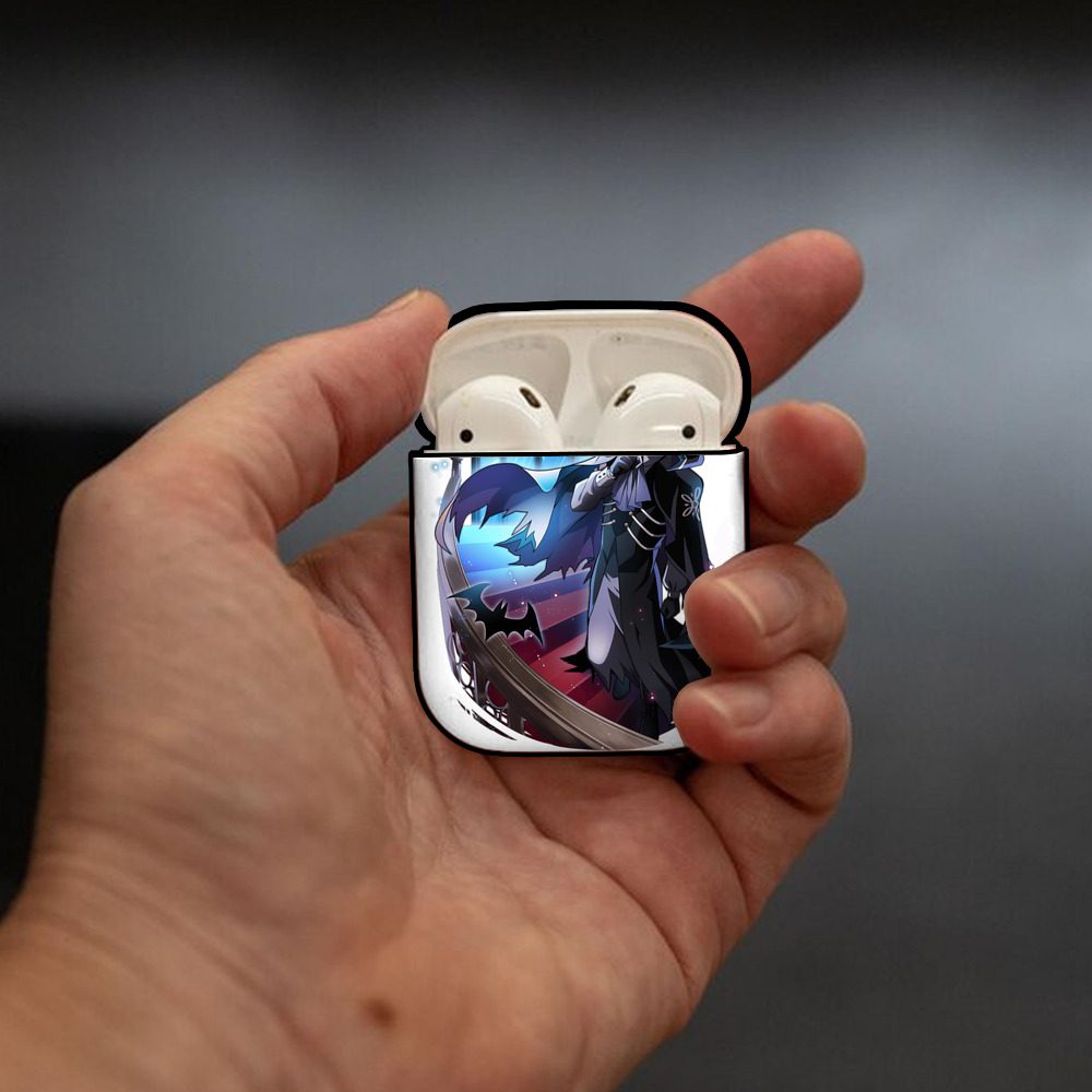 文豪ストレイドッグス Bungo Stray Dogs AirPods 第2世代保護ケース ハードシェル ブラック 耐衝撃・防指紋・カラビナ付き