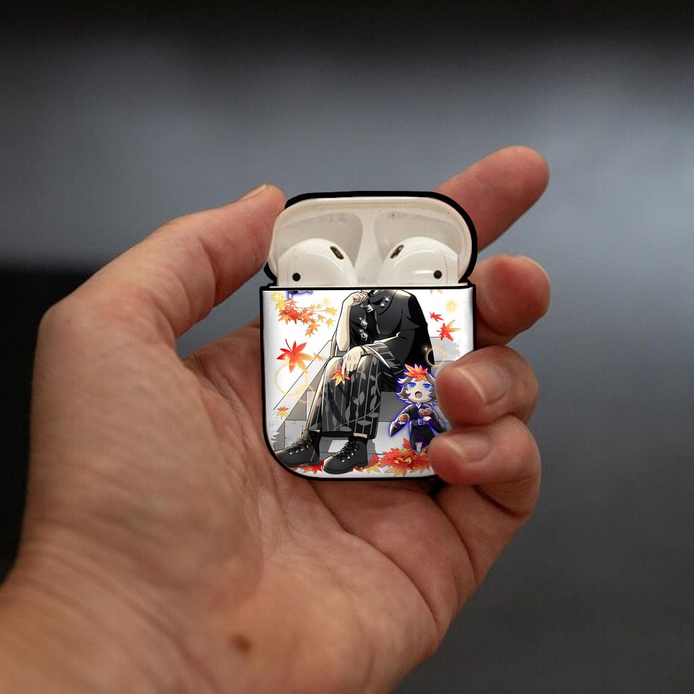 文豪ストレイドッグス Bungo Stray Dogs AirPods 第2世代保護ケース ハードシェル ブラック 耐衝撃・防指紋・カラビナ付き