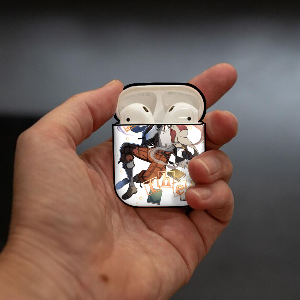 文豪ストレイドッグス Bungo Stray Dogs AirPods 第2世代保護ケース ハードシェル ブラック 耐衝撃・防指紋・カラビナ付き