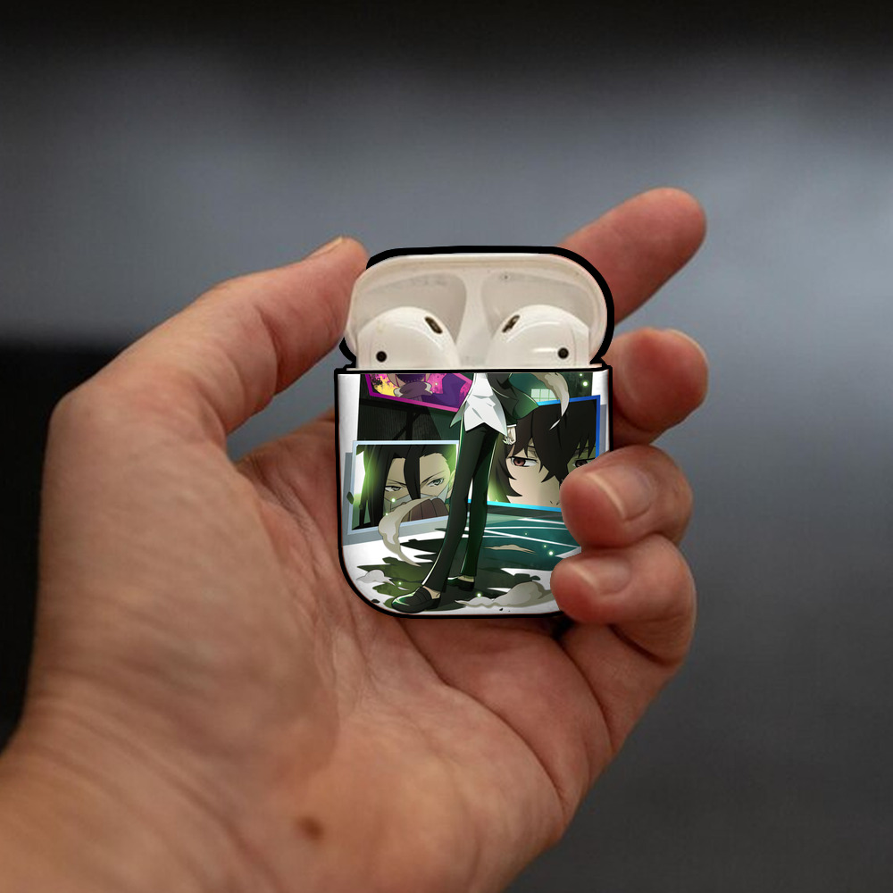 文豪ストレイドッグス Bungo Stray Dogs AirPods 第2世代保護ケース ハードシェル ブラック 耐衝撃・防指紋・カラビナ付き