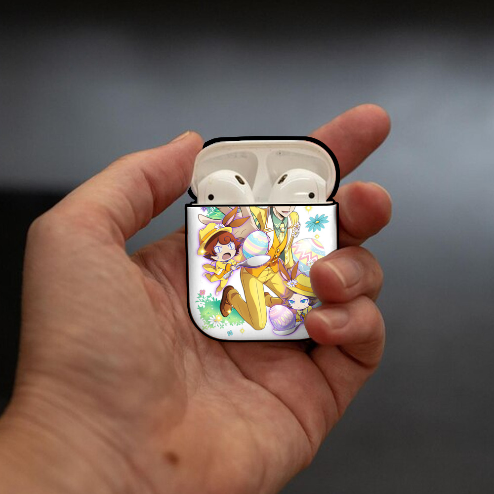 文豪ストレイドッグス Bungo Stray Dogs AirPods 第2世代保護ケース ハードシェル ブラック 耐衝撃・防指紋・カラビナ付き