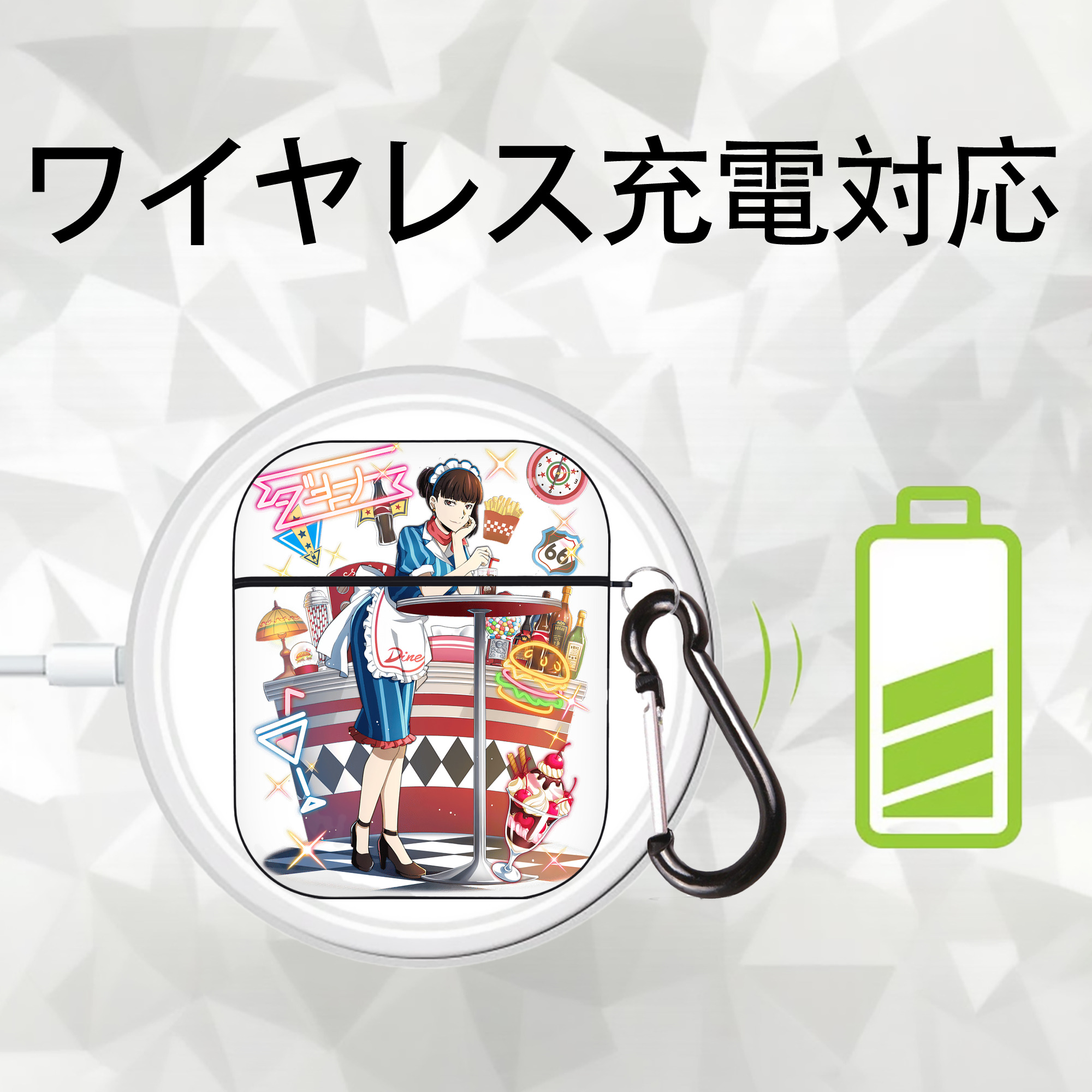 文豪ストレイドッグス Bungo Stray Dogs AirPods 第2世代保護ケース ハードシェル ブラック 耐衝撃・防指紋・カラビナ付き