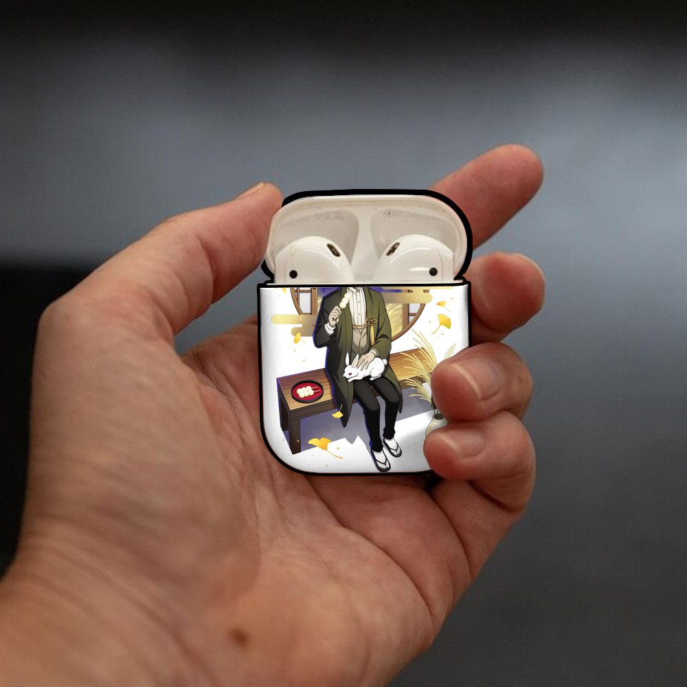 文豪ストレイドッグス Bungo Stray Dogs AirPods 第2世代保護ケース ハードシェル ブラック 耐衝撃・防指紋・カラビナ付き