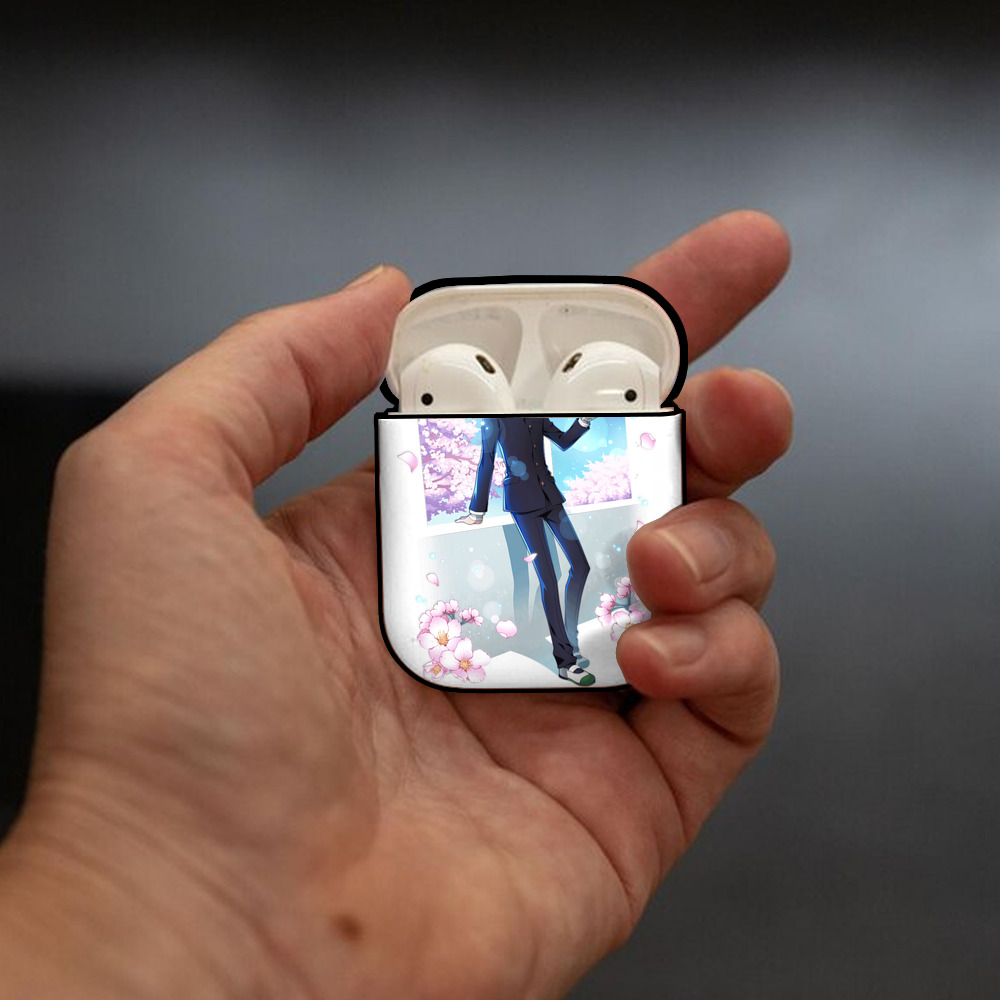 文豪ストレイドッグス Bungo Stray Dogs AirPods 第2世代保護ケース ハードシェル ブラック 耐衝撃・防指紋・カラビナ付き