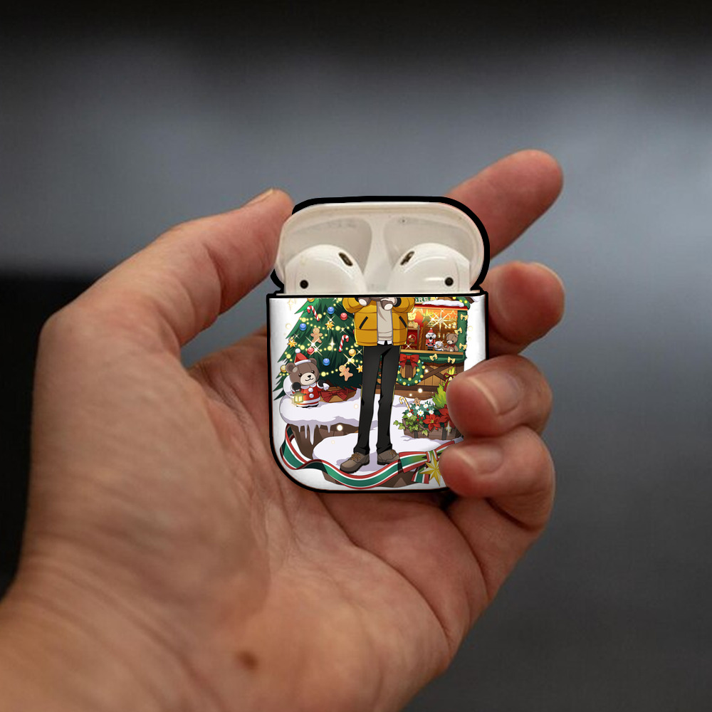 文豪ストレイドッグス Bungo Stray Dogs AirPods 第2世代保護ケース ハードシェル ブラック 耐衝撃・防指紋・カラビナ付き