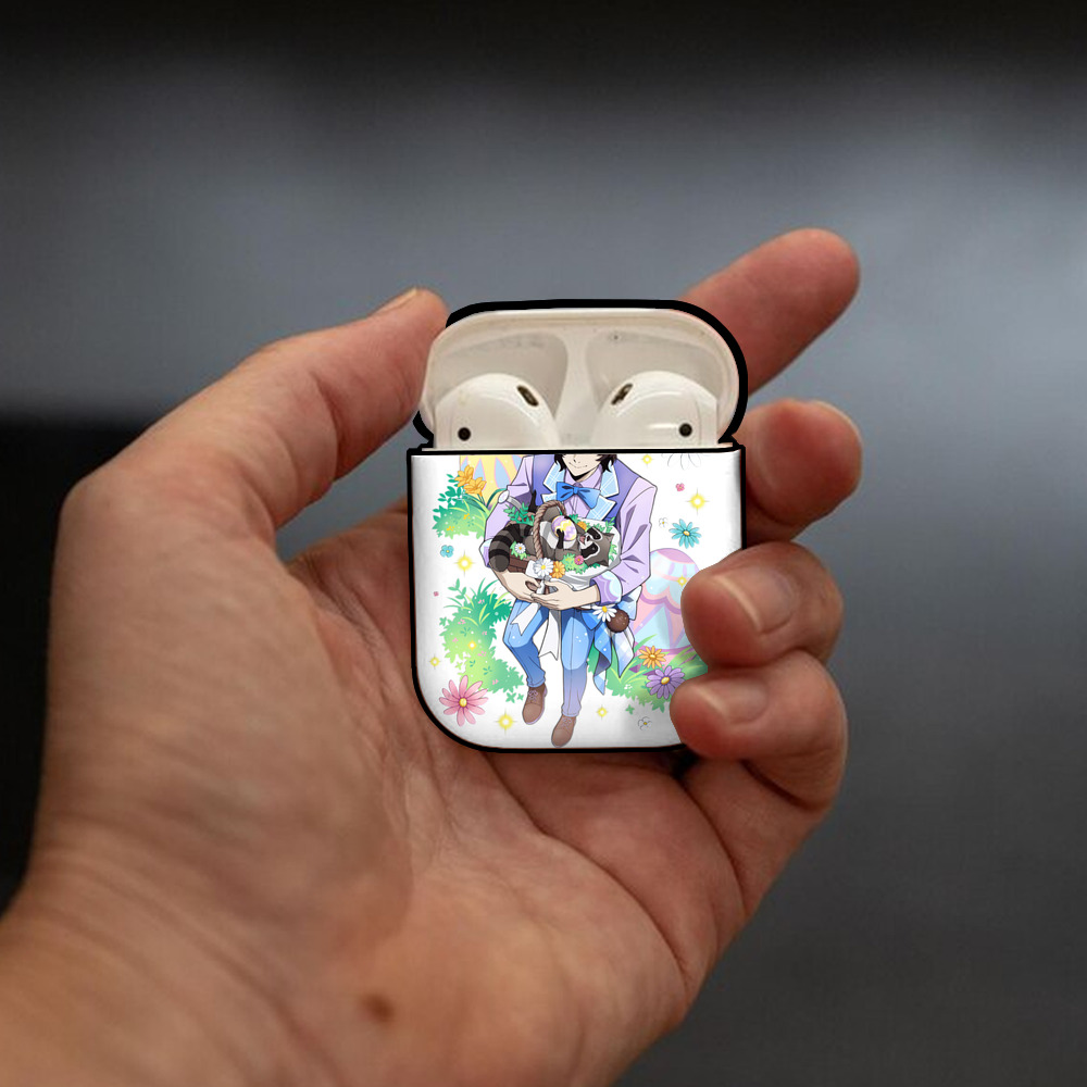 文豪ストレイドッグス Bungo Stray Dogs AirPods 第2世代保護ケース ハードシェル ブラック 耐衝撃・防指紋・カラビナ付き