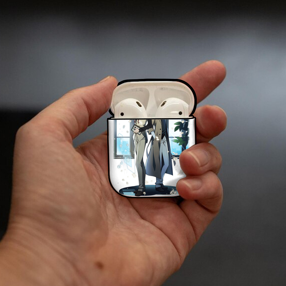 文豪ストレイドッグス Bungo Stray Dogs AirPods 第2世代保護ケース ハードシェル ブラック 耐衝撃・防指紋・カラビナ付き