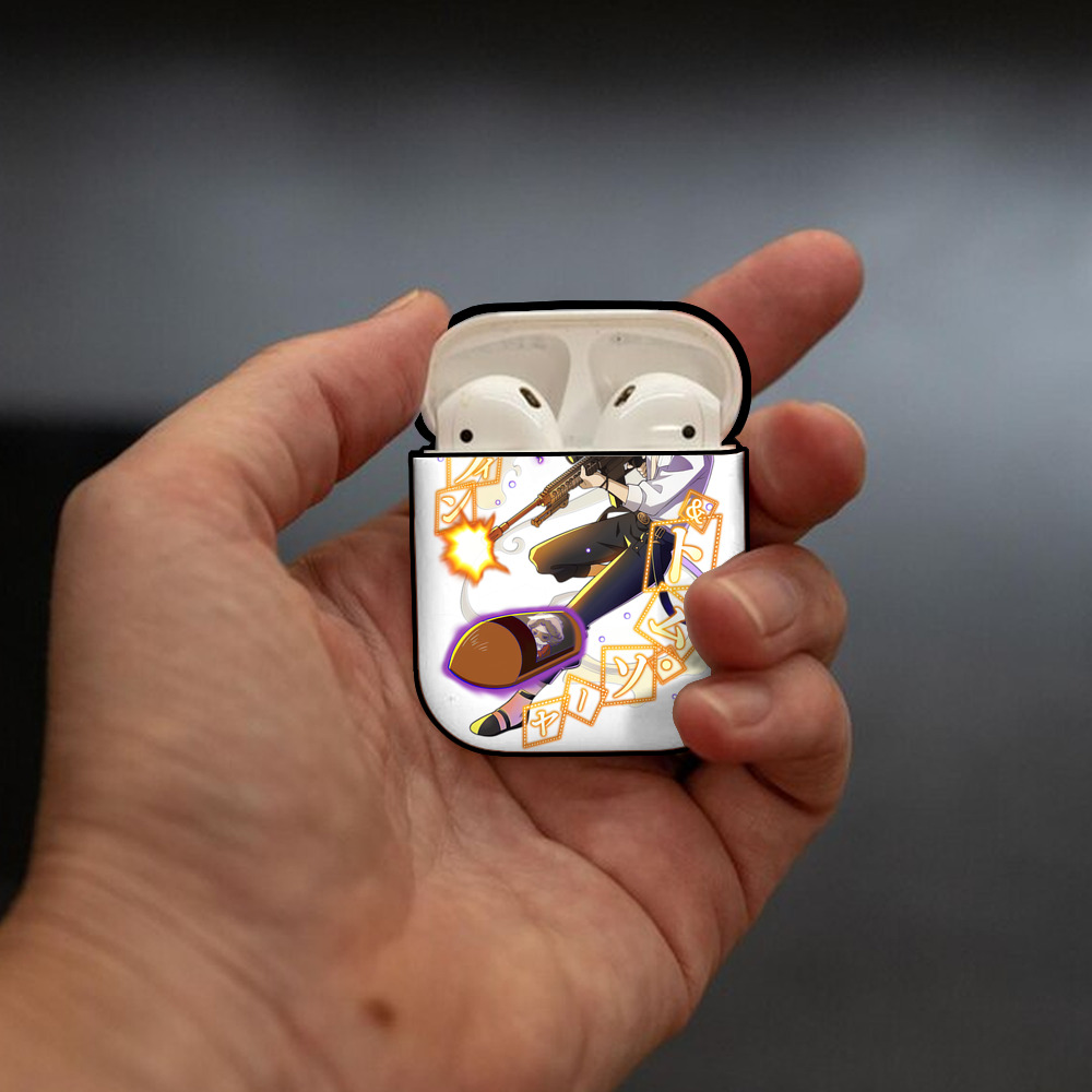文豪ストレイドッグス Bungo Stray Dogs AirPods 第2世代保護ケース ハードシェル ブラック 耐衝撃・防指紋・カラビナ付き