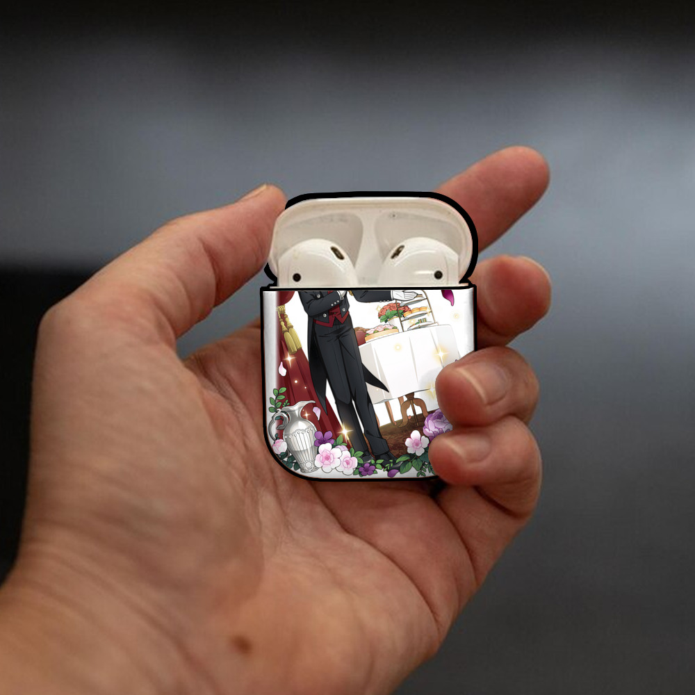 文豪ストレイドッグス Bungo Stray Dogs AirPods 第2世代保護ケース ハードシェル ブラック 耐衝撃・防指紋・カラビナ付き