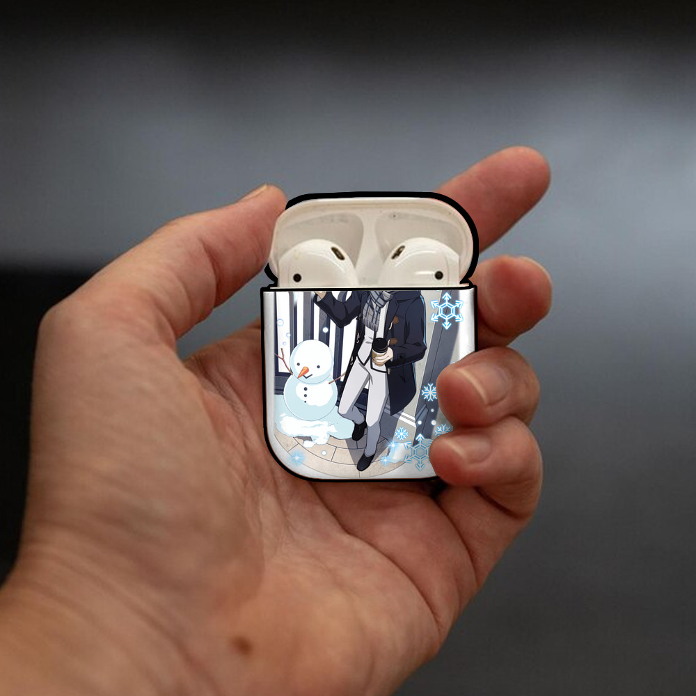 文豪ストレイドッグス Bungo Stray Dogs AirPods 第2世代保護ケース ハードシェル ブラック 耐衝撃・防指紋・カラビナ付き