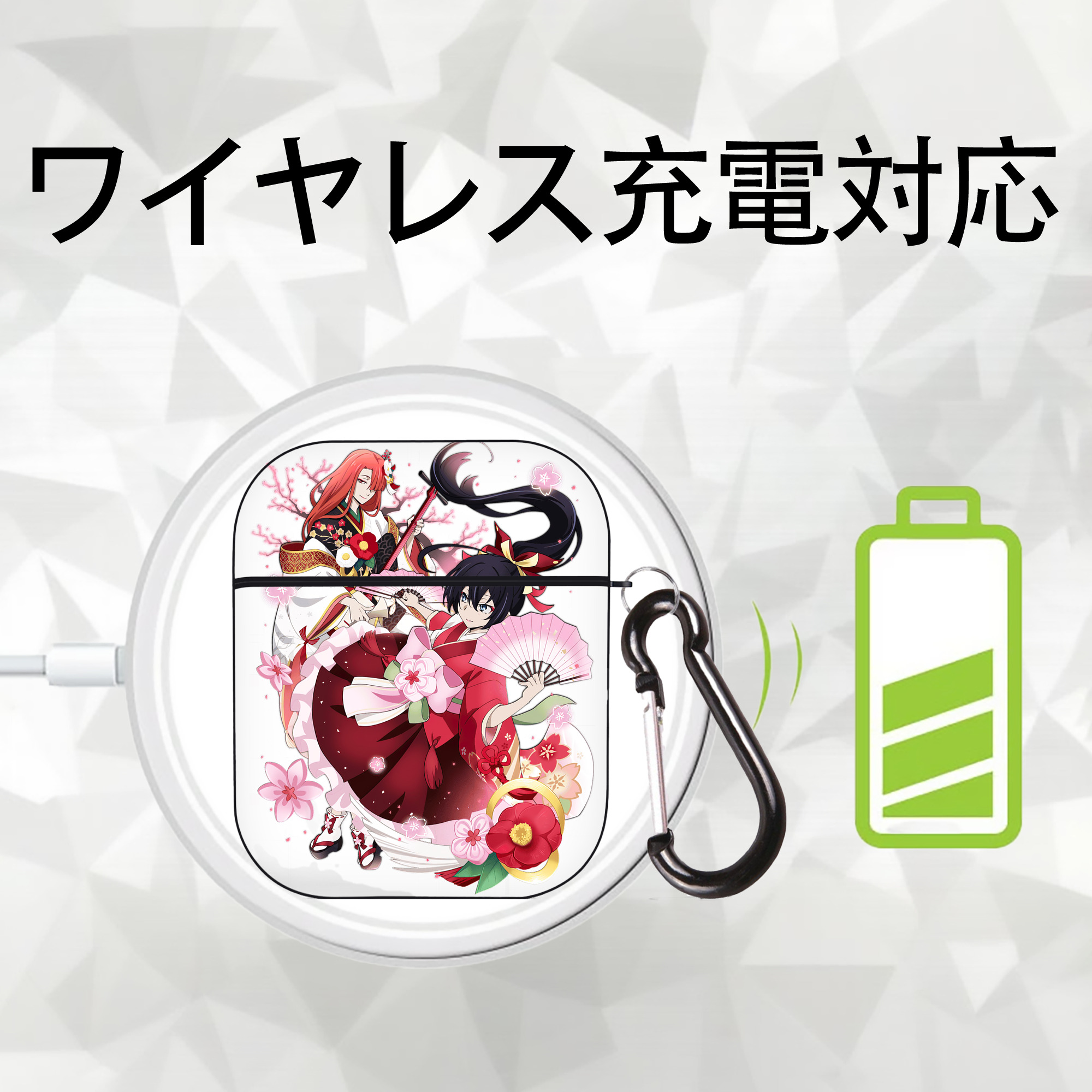 文豪ストレイドッグス Bungo Stray Dogs AirPods 第2世代保護ケース ハードシェル ブラック 耐衝撃・防指紋・カラビナ付き