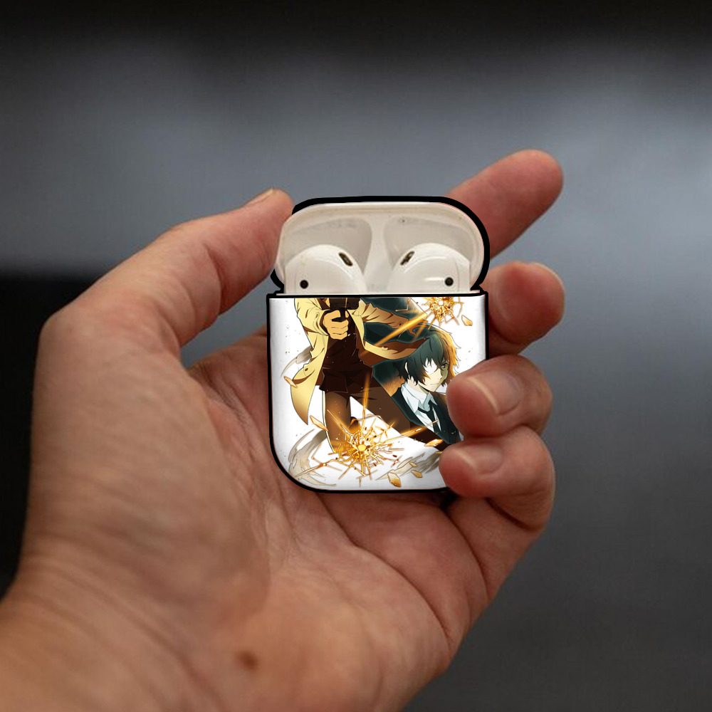 文豪ストレイドッグス Bungo Stray Dogs AirPods 第2世代保護ケース ハードシェル ブラック 耐衝撃・防指紋・カラビナ付き