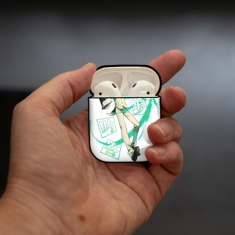文豪ストレイドッグス Bungo Stray Dogs AirPods 第2世代保護ケース ハードシェル ブラック 耐衝撃・防指紋・カラビナ付き