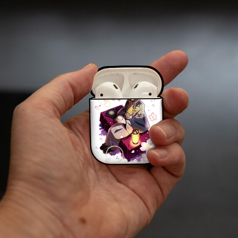 文豪ストレイドッグス Bungo Stray Dogs AirPods 第2世代保護ケース ハードシェル ブラック 耐衝撃・防指紋・カラビナ付き