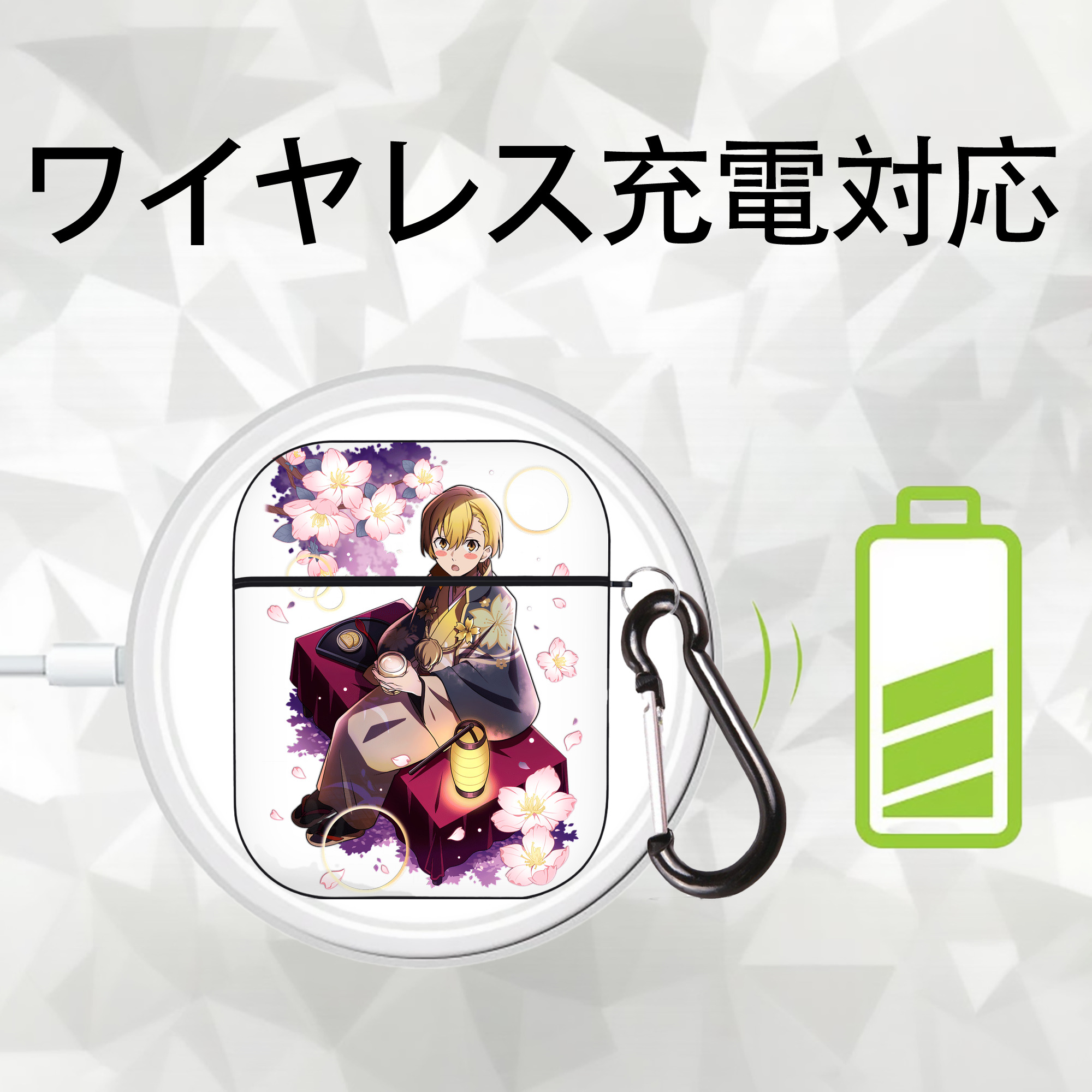 文豪ストレイドッグス Bungo Stray Dogs AirPods 第2世代保護ケース ハードシェル ブラック 耐衝撃・防指紋・カラビナ付き