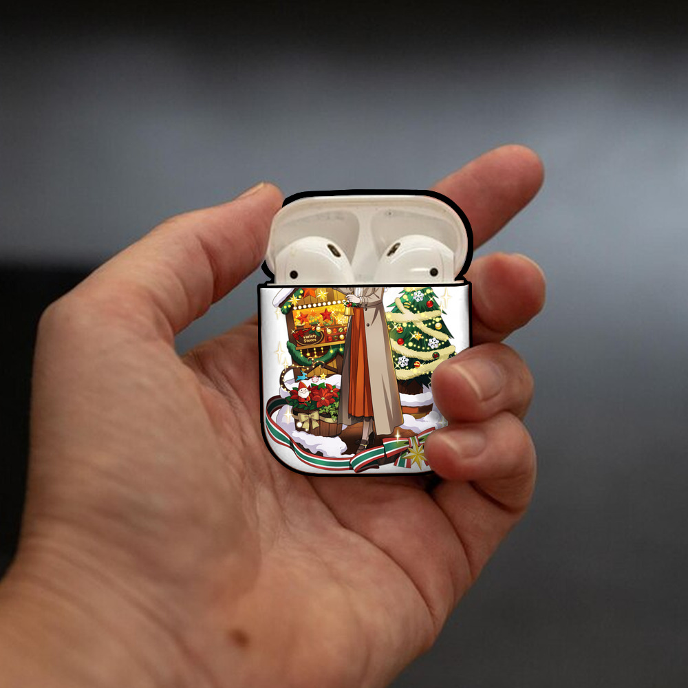文豪ストレイドッグス Bungo Stray Dogs AirPods 第2世代保護ケース ハードシェル ブラック 耐衝撃・防指紋・カラビナ付き