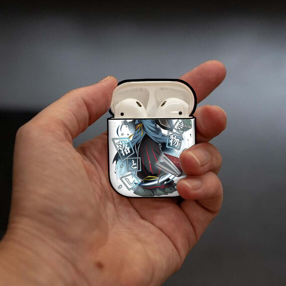 文豪ストレイドッグス Bungo Stray Dogs AirPods 第2世代保護ケース ハードシェル ブラック 耐衝撃・防指紋・カラビナ付き