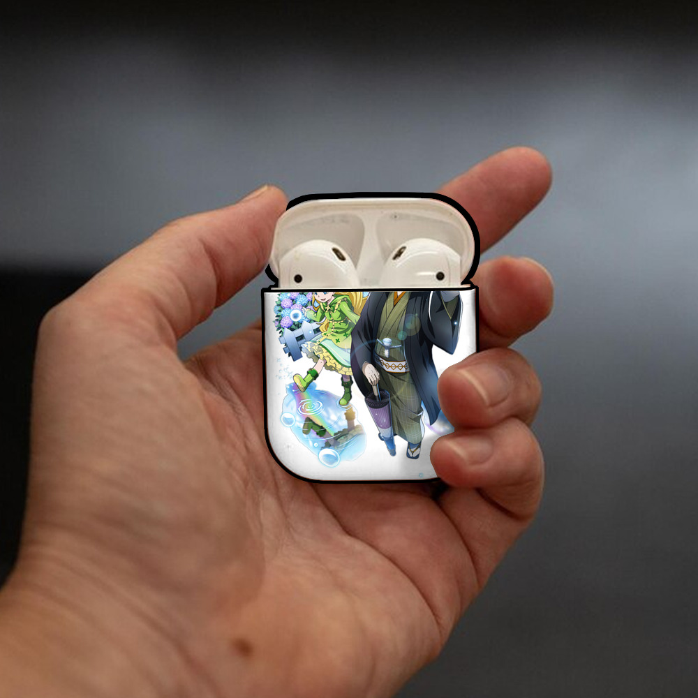 文豪ストレイドッグス Bungo Stray Dogs AirPods 第2世代保護ケース ハードシェル ブラック 耐衝撃・防指紋・カラビナ付き