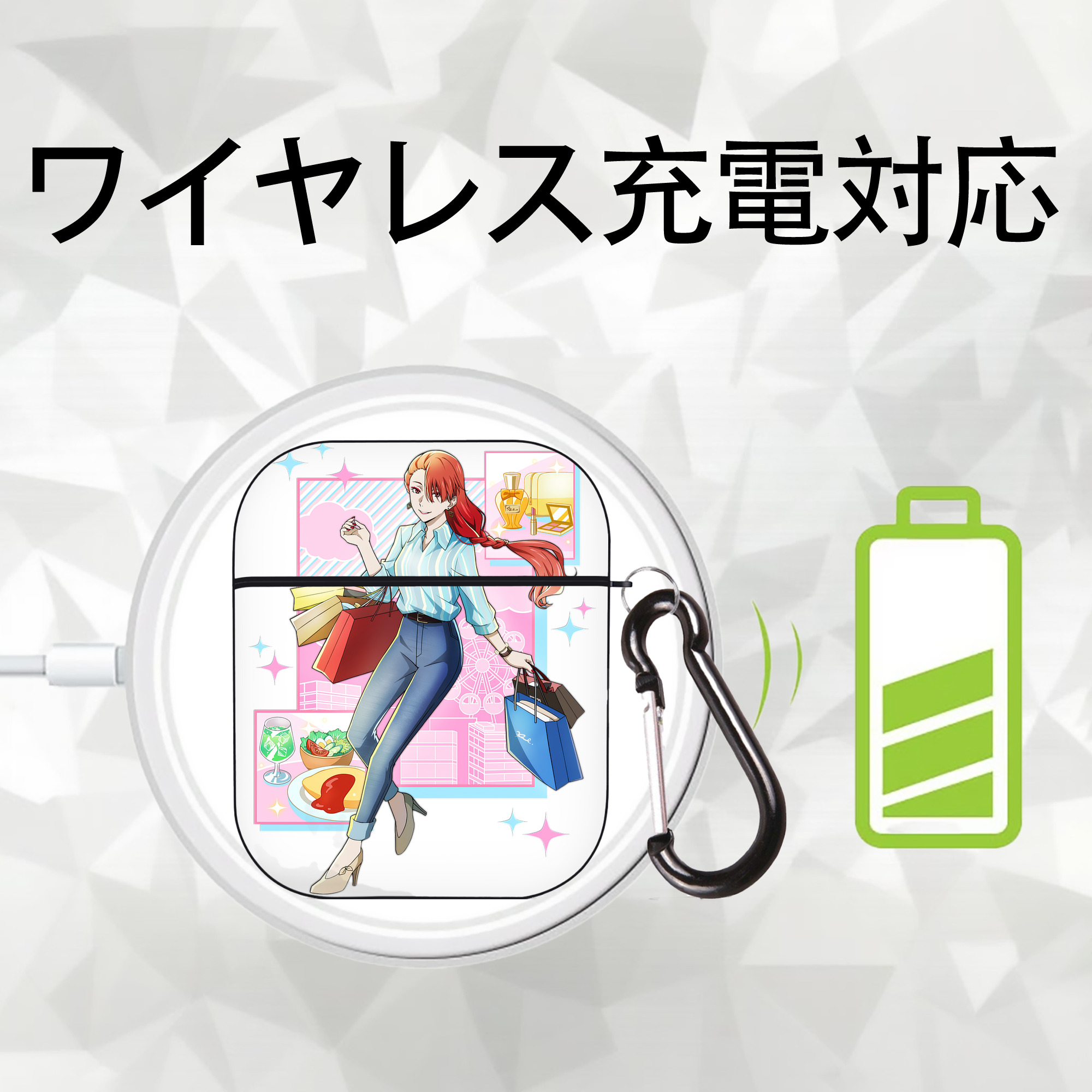 文豪ストレイドッグス Bungo Stray Dogs AirPods 第2世代保護ケース ハードシェル ブラック 耐衝撃・防指紋・カラビナ付き