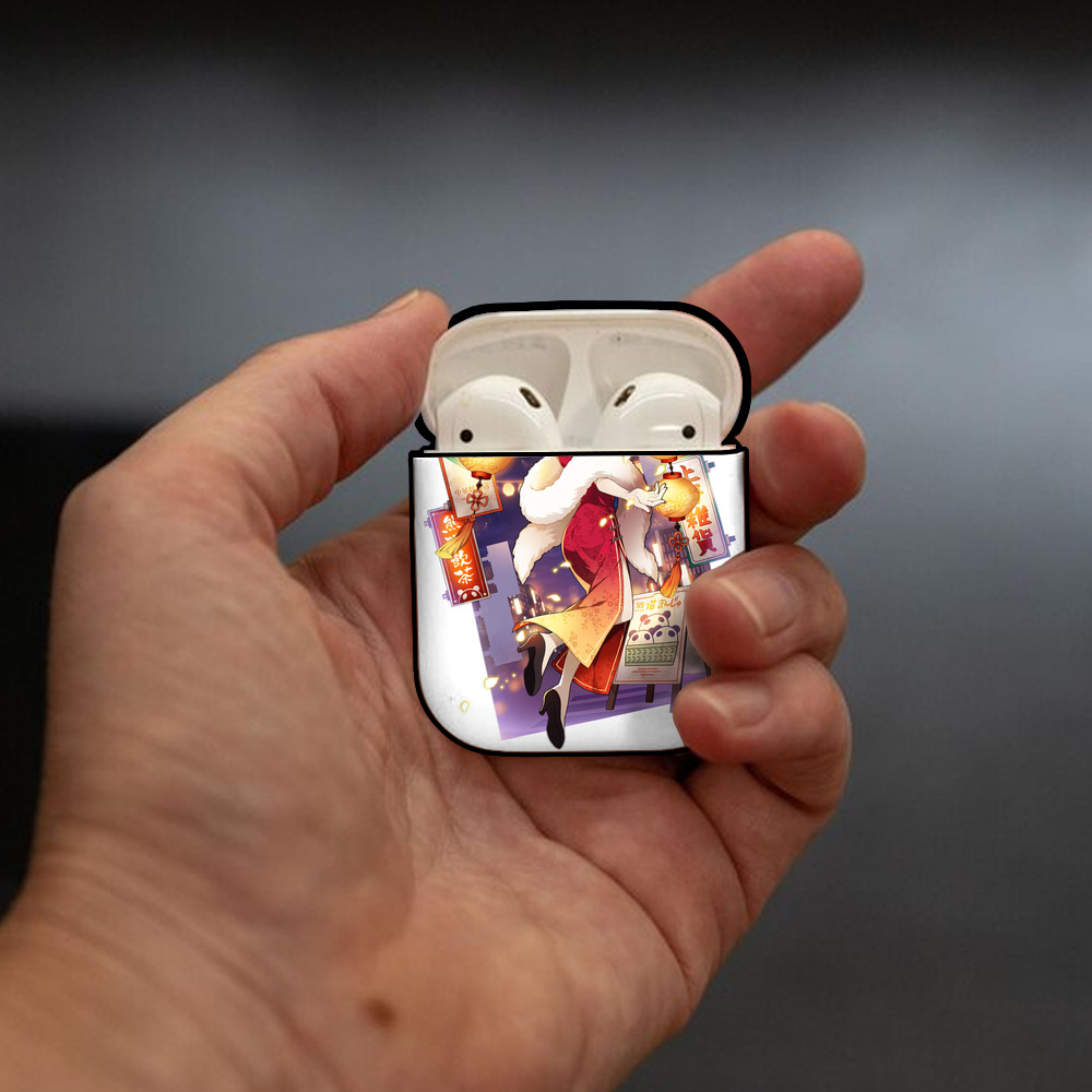 文豪ストレイドッグス Bungo Stray Dogs AirPods 第2世代保護ケース ハードシェル ブラック 耐衝撃・防指紋・カラビナ付き