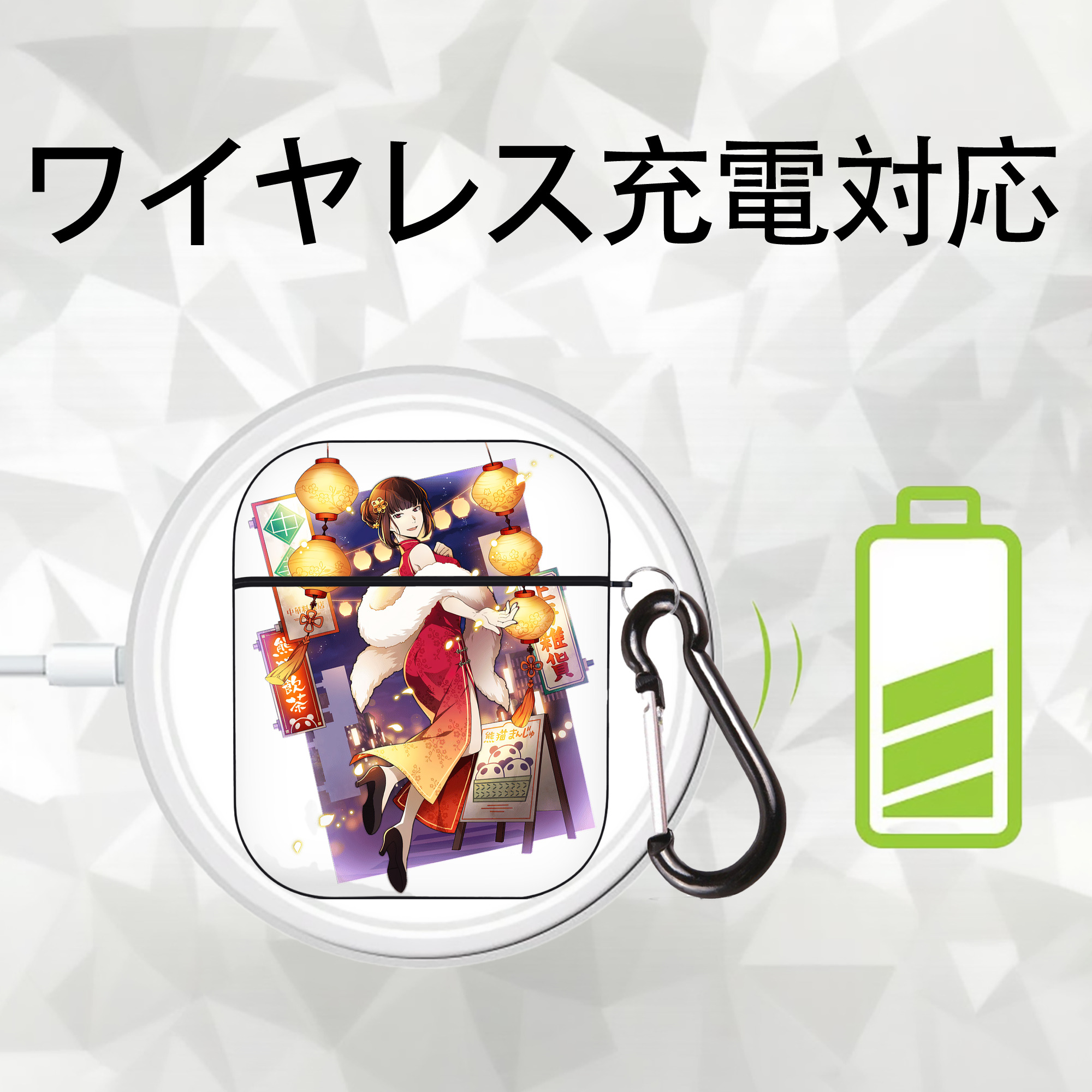 文豪ストレイドッグス Bungo Stray Dogs AirPods 第2世代保護ケース ハードシェル ブラック 耐衝撃・防指紋・カラビナ付き