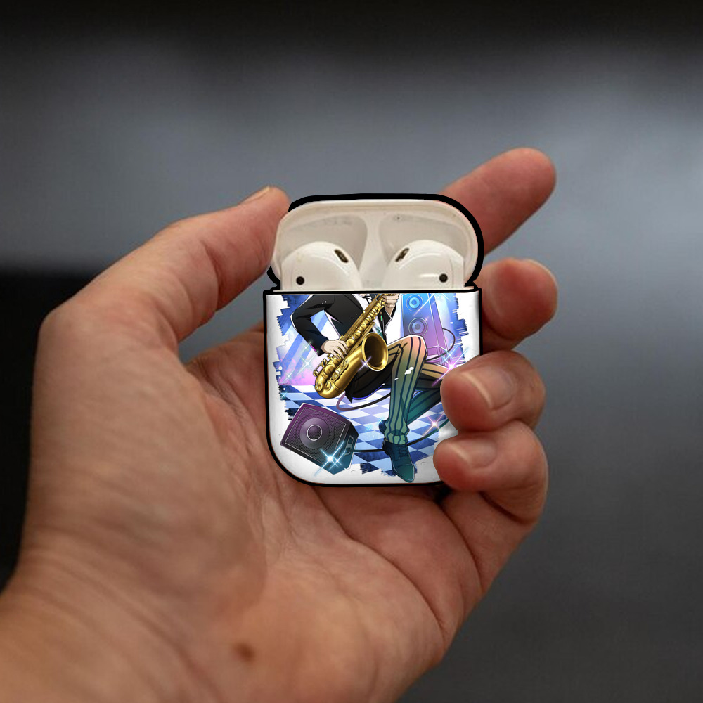 文豪ストレイドッグス Bungo Stray Dogs AirPods 第2世代保護ケース ハードシェル ブラック 耐衝撃・防指紋・カラビナ付き