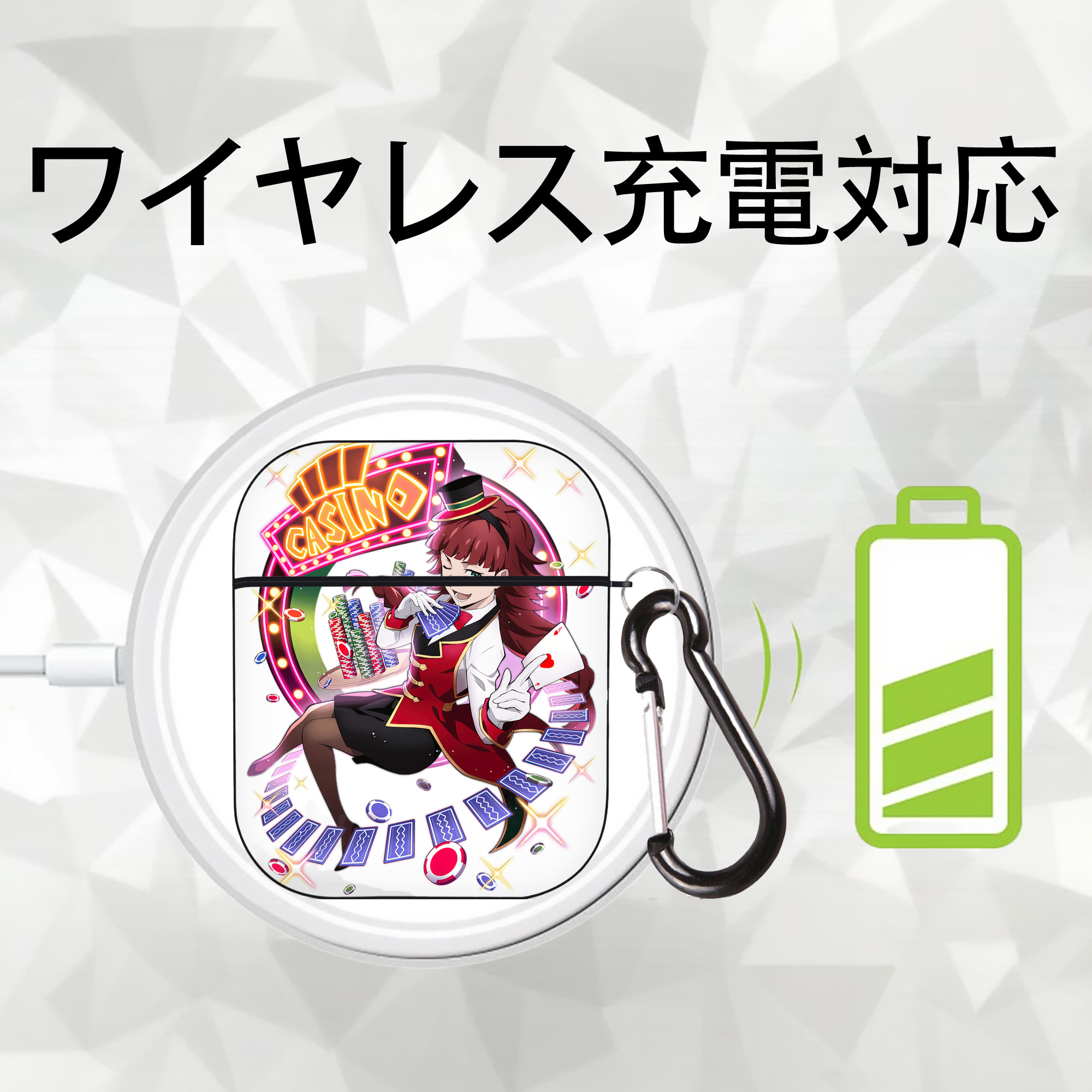 文豪ストレイドッグス Bungo Stray Dogs AirPods 第2世代保護ケース ハードシェル ブラック 耐衝撃・防指紋・カラビナ付き