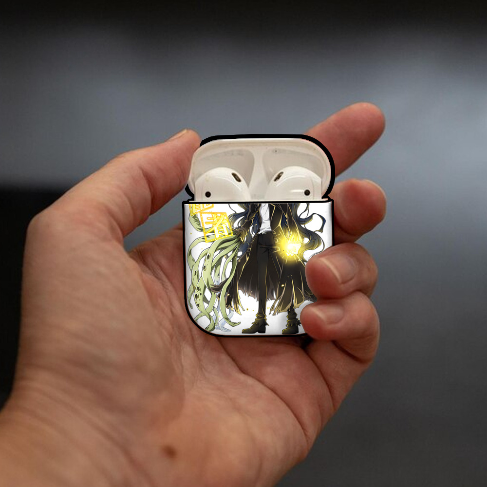 文豪ストレイドッグス Bungo Stray Dogs AirPods 第2世代保護ケース ハードシェル ブラック 耐衝撃・防指紋・カラビナ付き