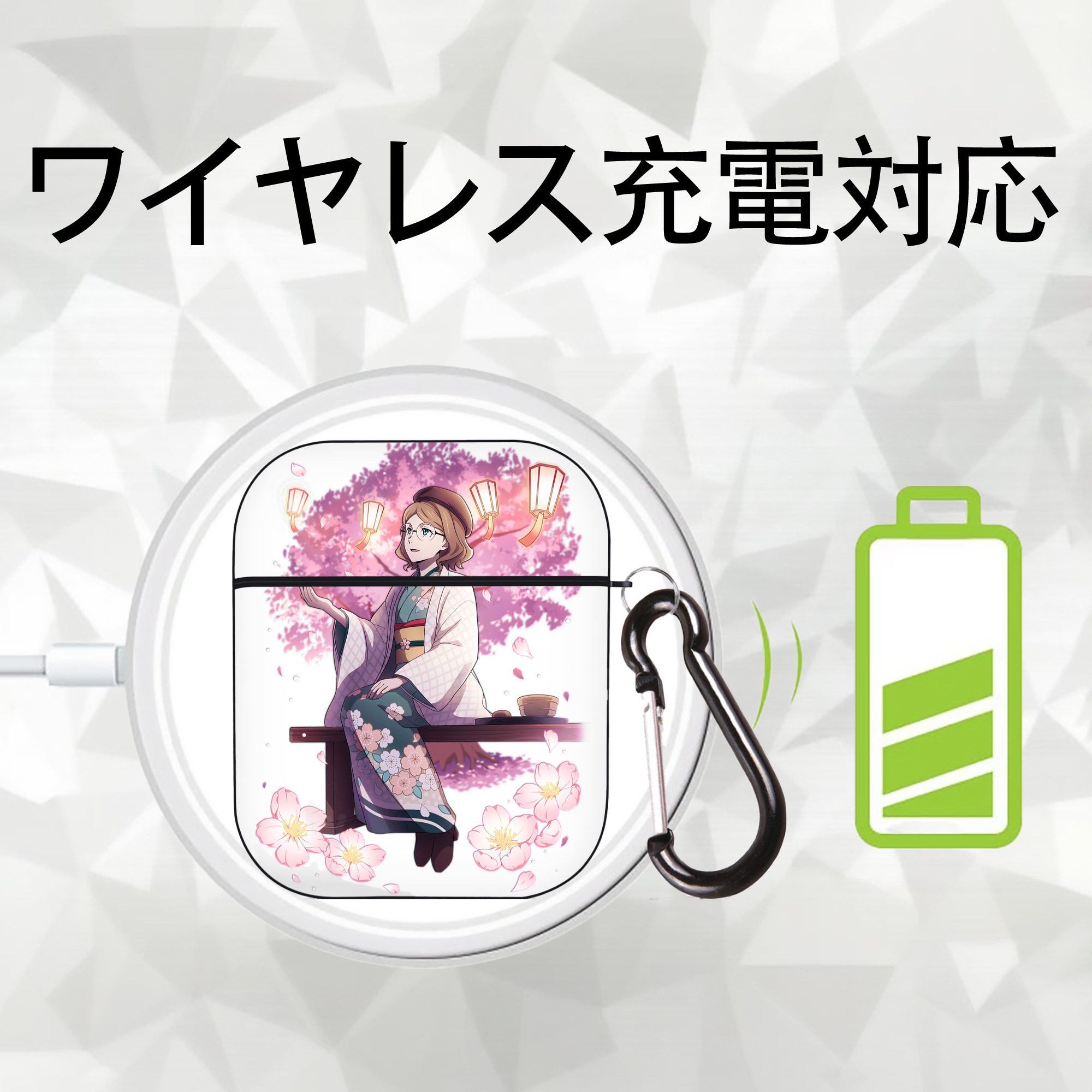 文豪ストレイドッグス Bungo Stray Dogs AirPods 第2世代保護ケース ハードシェル ブラック 耐衝撃・防指紋・カラビナ付き