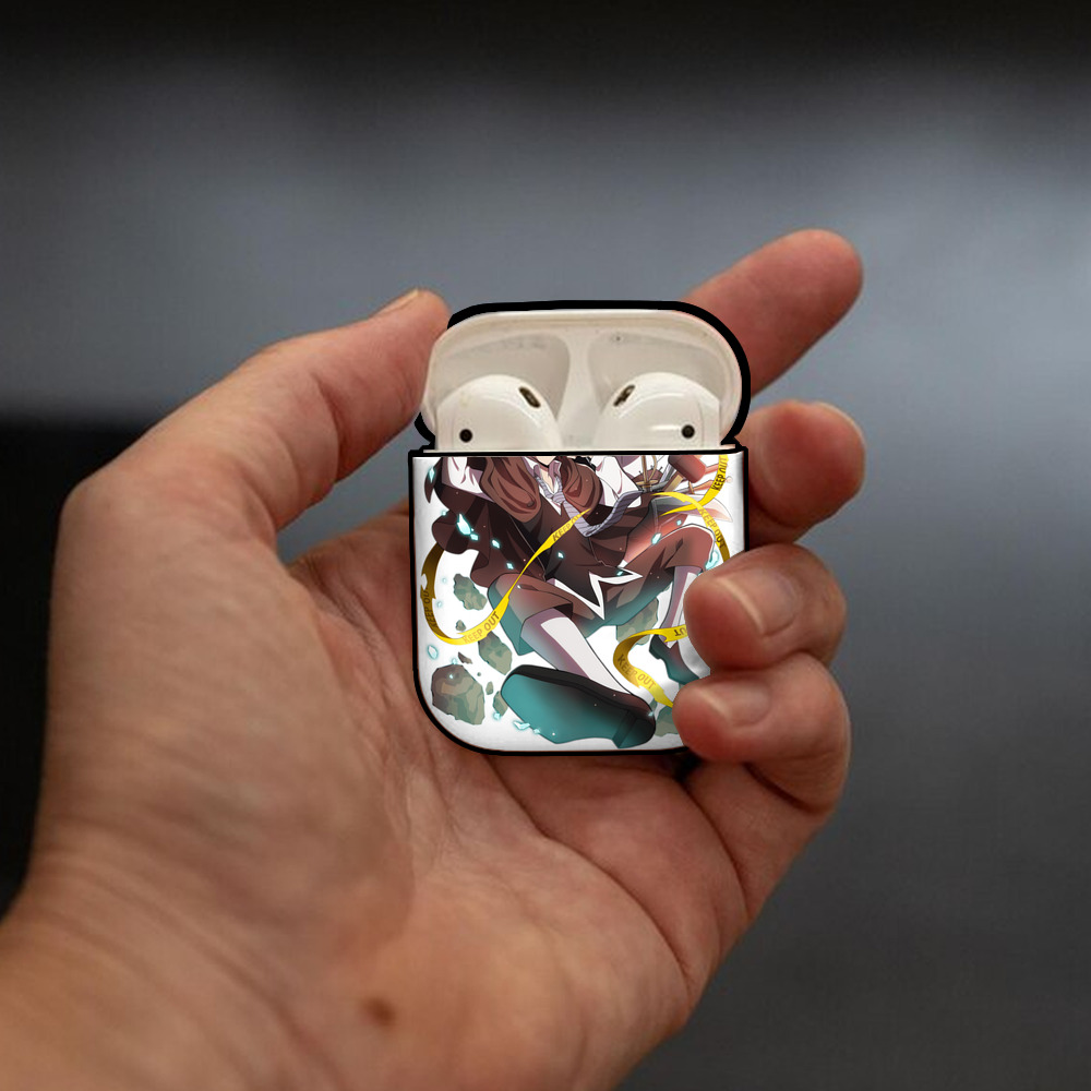 文豪ストレイドッグス Bungo Stray Dogs AirPods 第2世代保護ケース ハードシェル ブラック 耐衝撃・防指紋・カラビナ付き