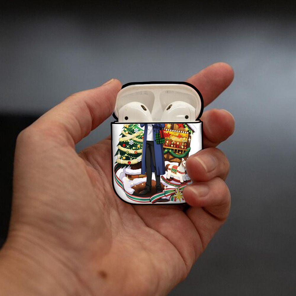 文豪ストレイドッグス Bungo Stray Dogs AirPods 第2世代保護ケース ハードシェル ブラック 耐衝撃・防指紋・カラビナ付き