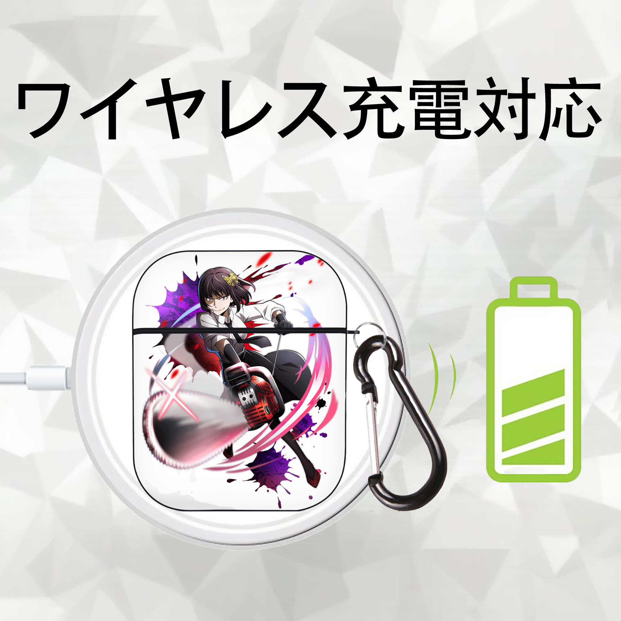 文豪ストレイドッグス Bungo Stray Dogs AirPods 第2世代保護ケース ハードシェル ブラック 耐衝撃・防指紋・カラビナ付き