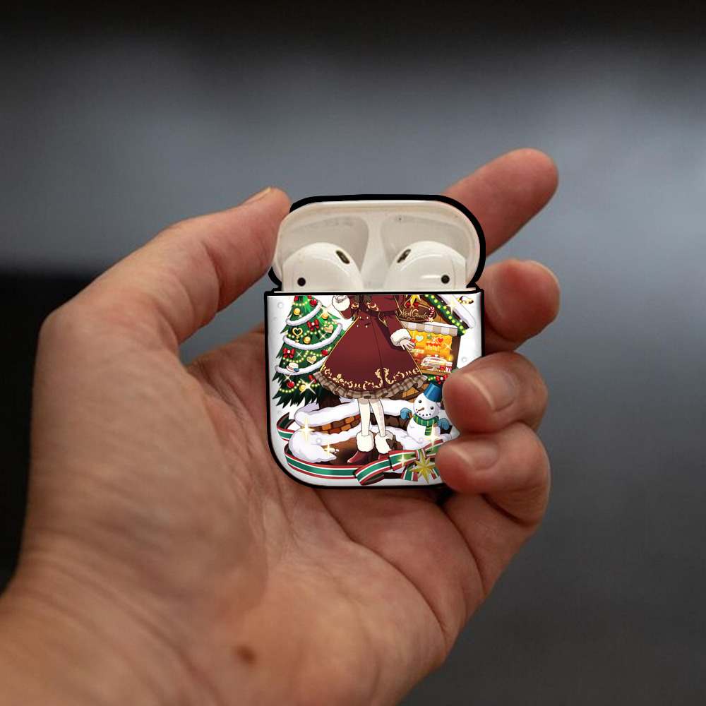 文豪ストレイドッグス Bungo Stray Dogs AirPods 第2世代保護ケース ハードシェル ブラック 耐衝撃・防指紋・カラビナ付き