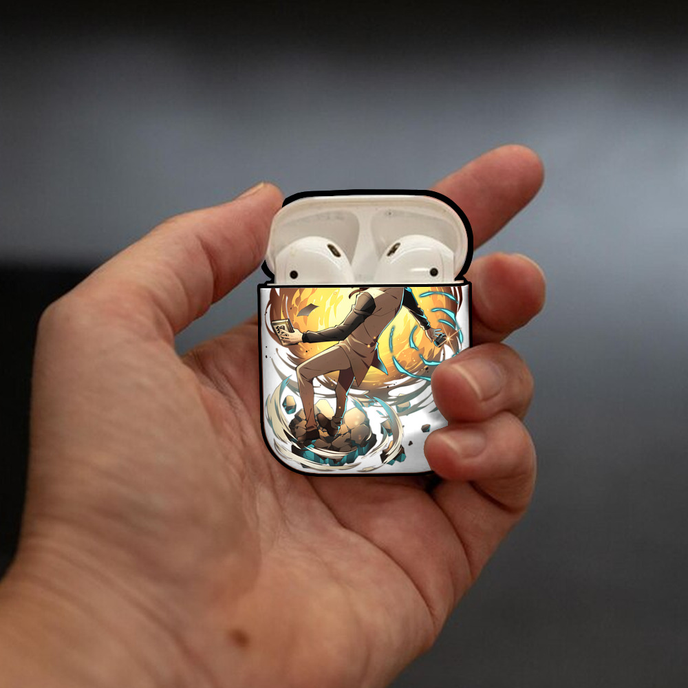 文豪ストレイドッグス Bungo Stray Dogs AirPods 第2世代保護ケース ハードシェル ブラック 耐衝撃・防指紋・カラビナ付き