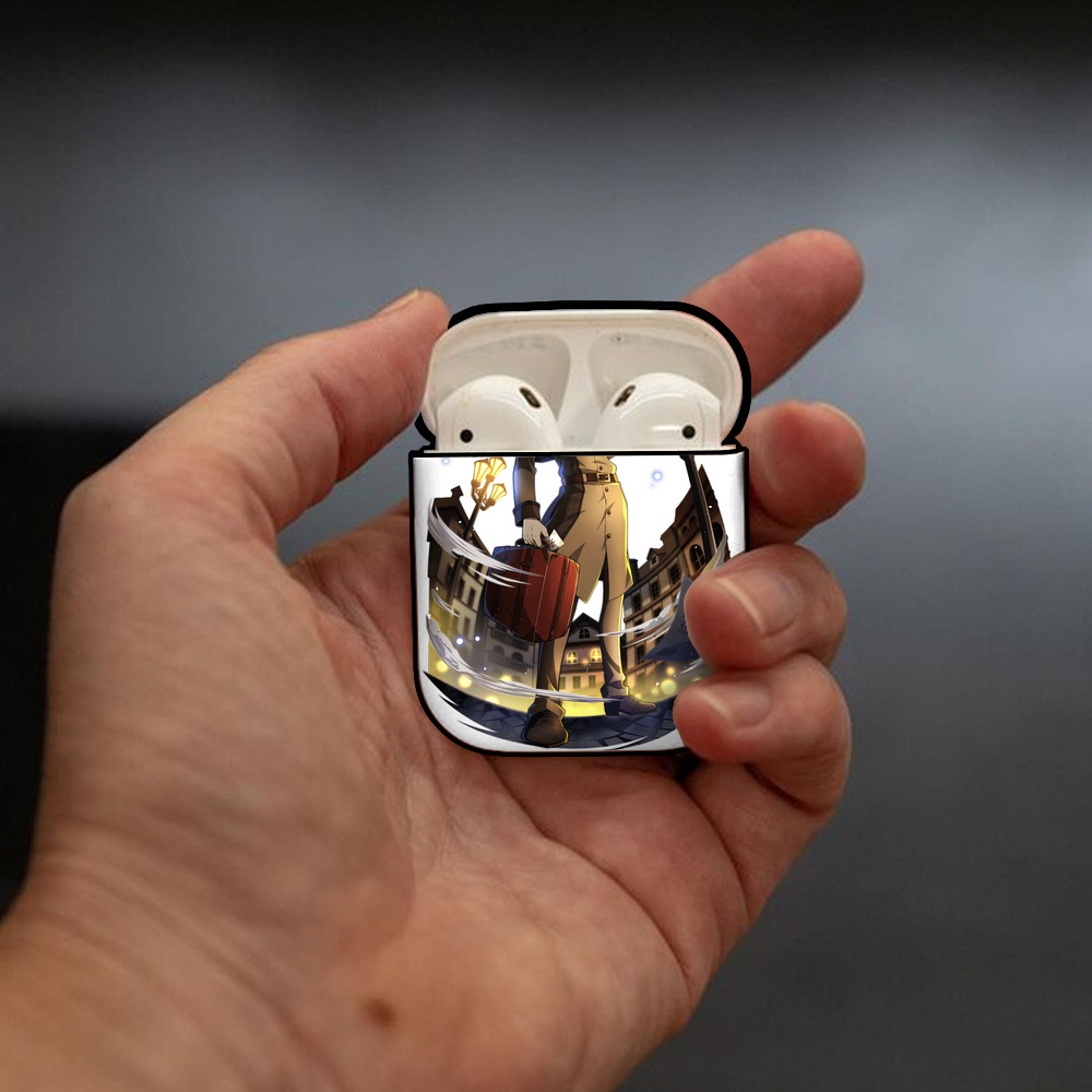 文豪ストレイドッグス Bungo Stray Dogs AirPods 第2世代保護ケース ハードシェル ブラック 耐衝撃・防指紋・カラビナ付き