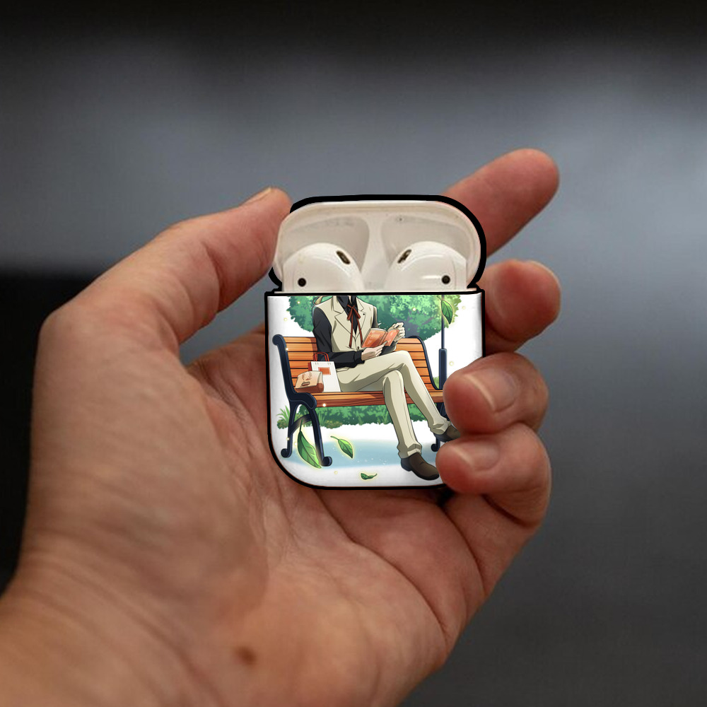 文豪ストレイドッグス Bungo Stray Dogs AirPods 第2世代保護ケース ハードシェル ブラック 耐衝撃・防指紋・カラビナ付き