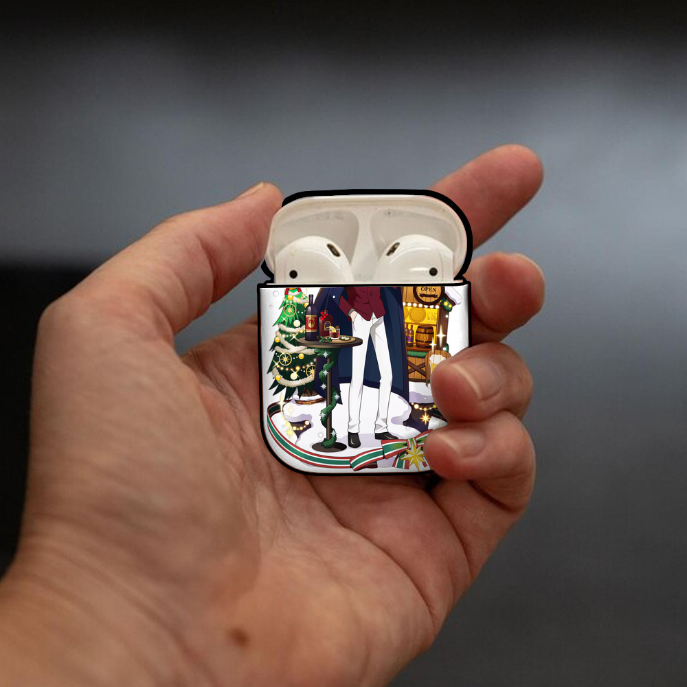 文豪ストレイドッグス Bungo Stray Dogs AirPods 第2世代保護ケース ハードシェル ブラック 耐衝撃・防指紋・カラビナ付き