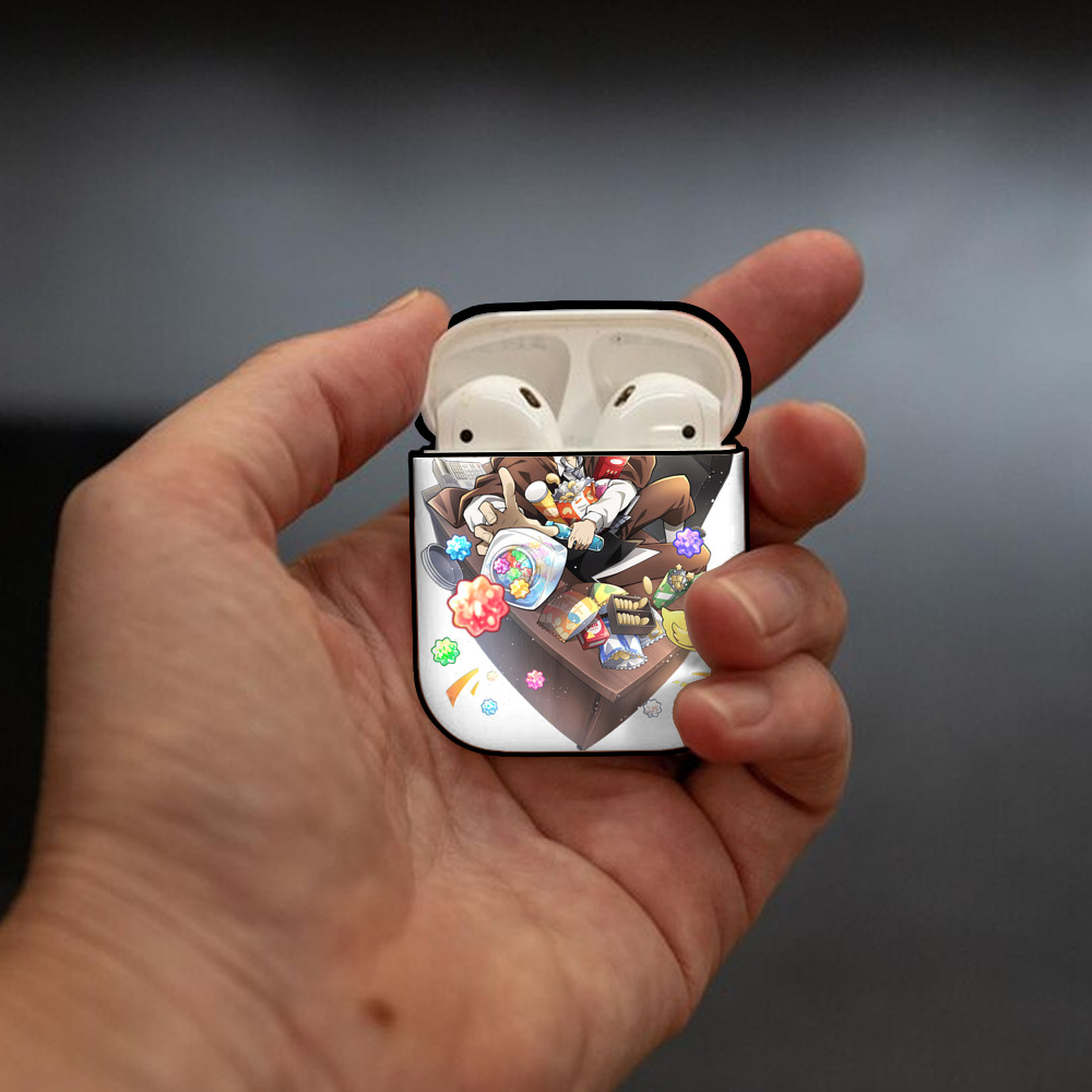 文豪ストレイドッグス Bungo Stray Dogs AirPods 第2世代保護ケース ハードシェル ブラック 耐衝撃・防指紋・カラビナ付き