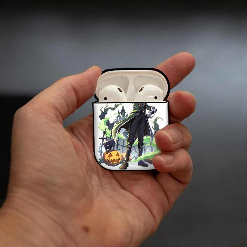 文豪ストレイドッグス Bungo Stray Dogs AirPods 第2世代保護ケース ハードシェル ブラック 耐衝撃・防指紋・カラビナ付き