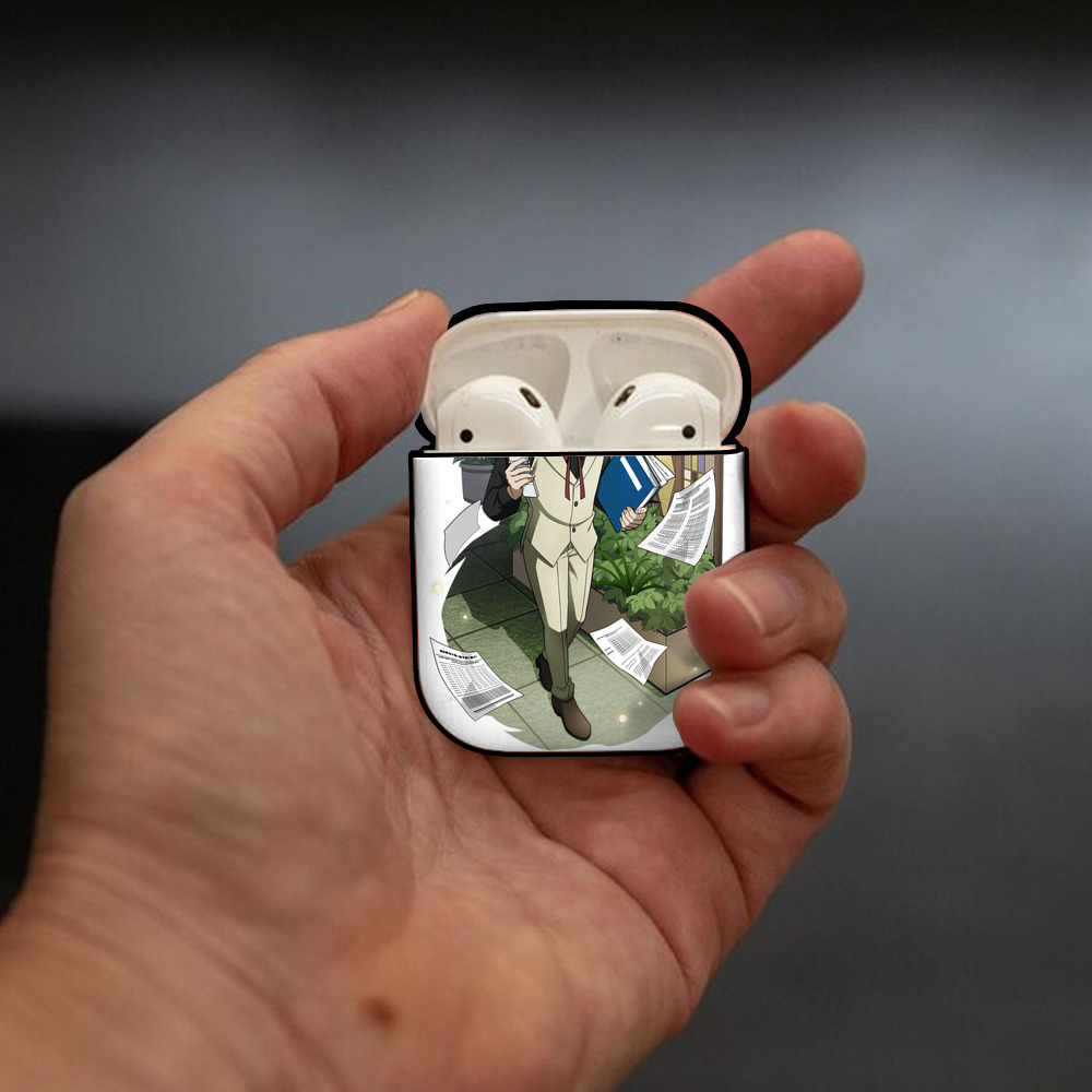 文豪ストレイドッグス Bungo Stray Dogs AirPods 第2世代保護ケース ハードシェル ブラック 耐衝撃・防指紋・カラビナ付き