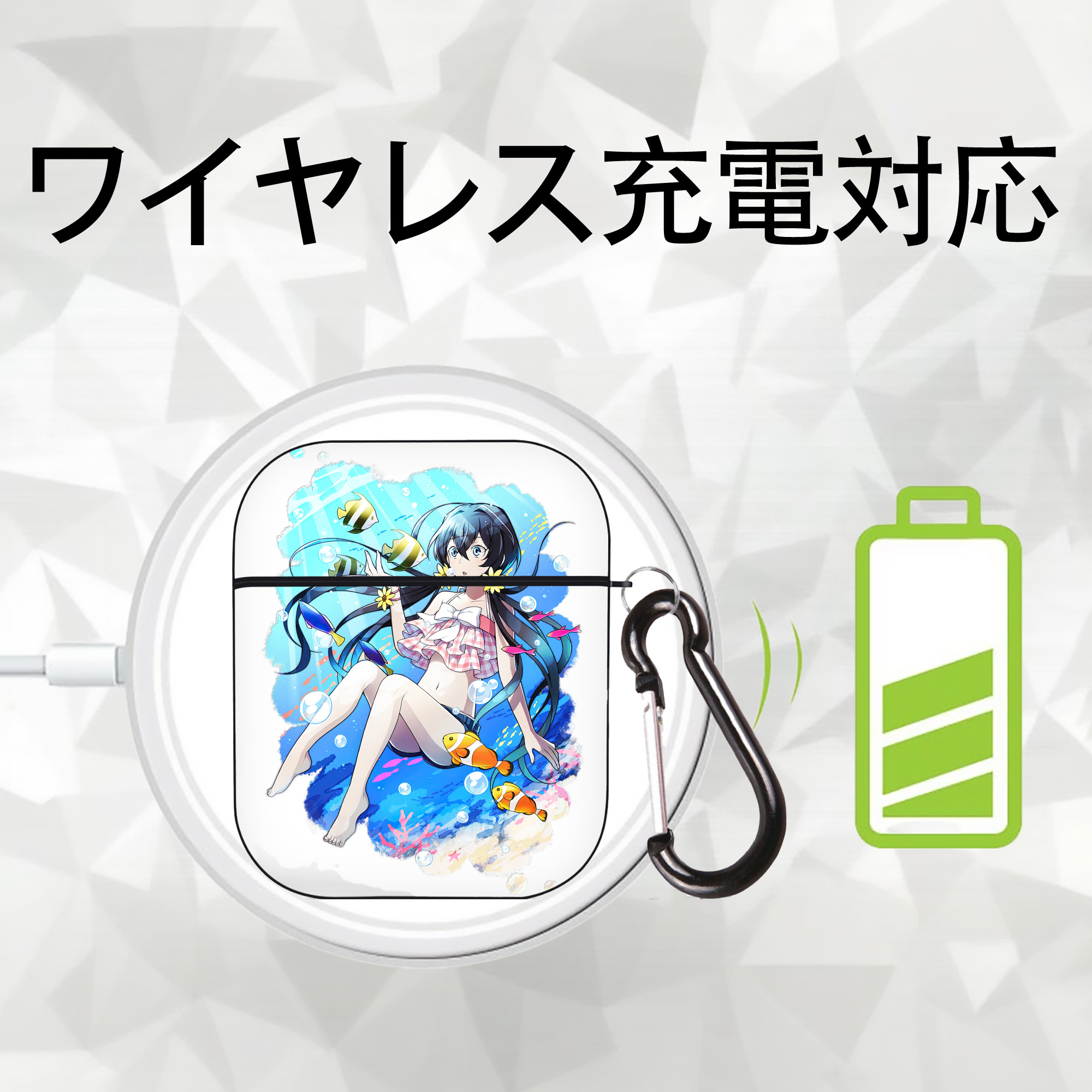 文豪ストレイドッグス Bungo Stray Dogs AirPods 第2世代保護ケース ハードシェル ブラック 耐衝撃・防指紋・カラビナ付き