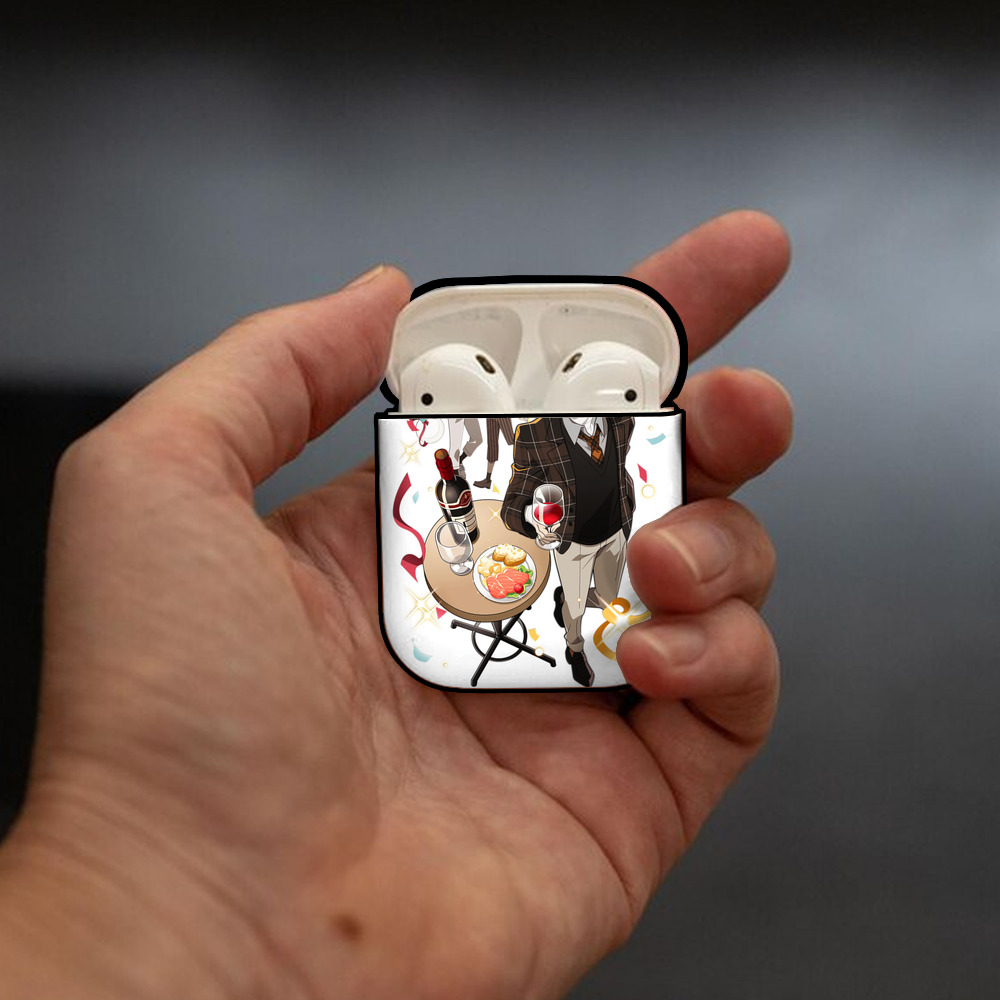 文豪ストレイドッグス Bungo Stray Dogs AirPods 第2世代保護ケース ハードシェル ブラック 耐衝撃・防指紋・カラビナ付き
